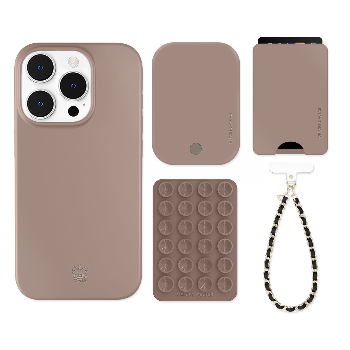 Premium Cashmere Taupe iPhone Case with Wallet - Slim Protective Cover for iPhone 13/14/15 - Luxury Phone Accessory for Work, Travel & Everyday Use