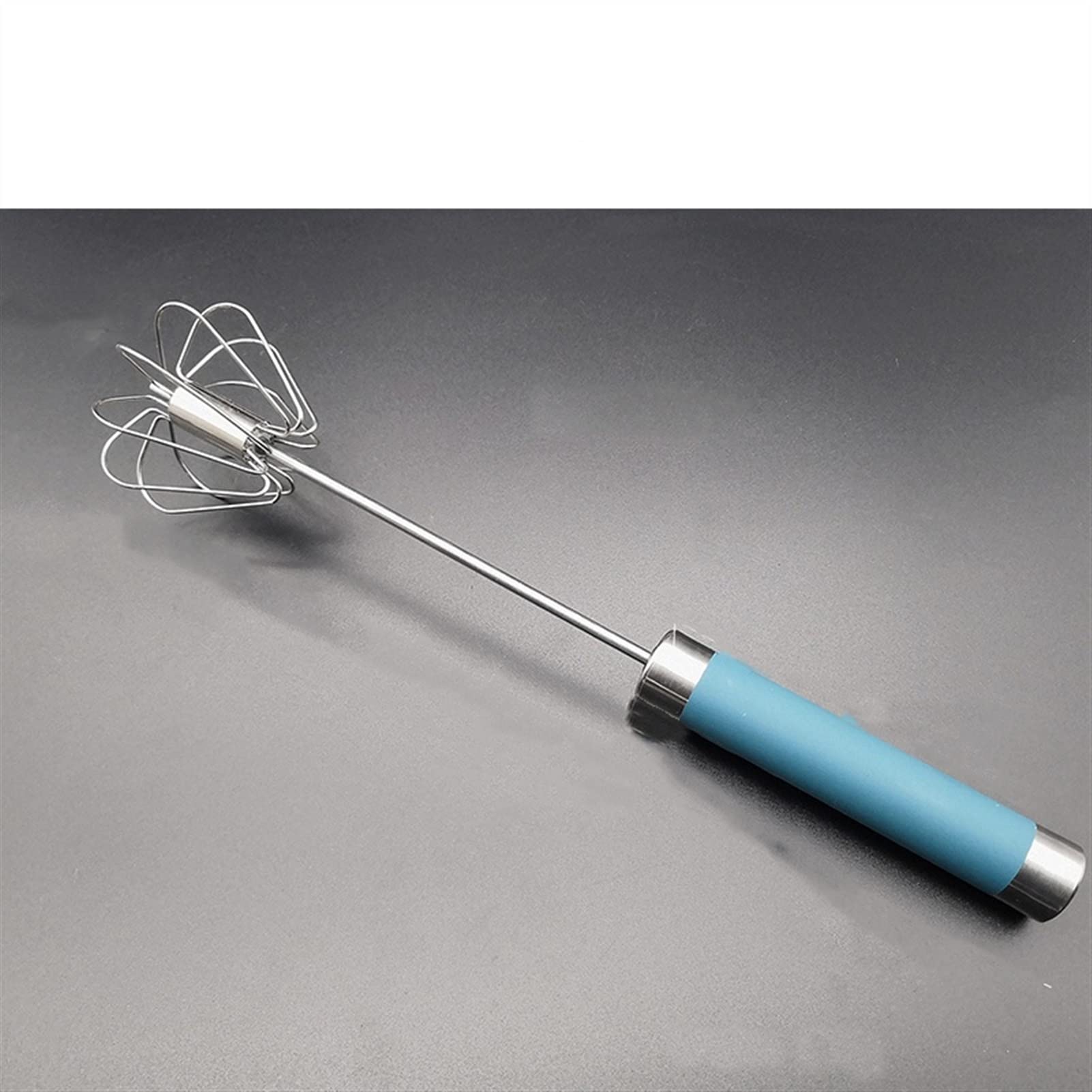 304 Stainless Steel Manual Egg Whisk - 10 Inch Blue Hand Mixer for Baking, Self-Turning Egg Beater with Comfortable Grip - Perfect for Whipping Cream, Beating Eggs & Mixing Batters - Essential Kitchen Tool for Home Bakers & Cooking Enthusiasts