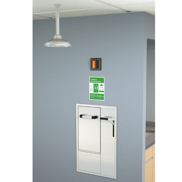 Guardian GBF2150 Recessed Emergency Drench Shower & Eye/Face Wash Station - ANSI Compliant Safety Equipment for Chemical Spills in Labs & Industrial Workplaces