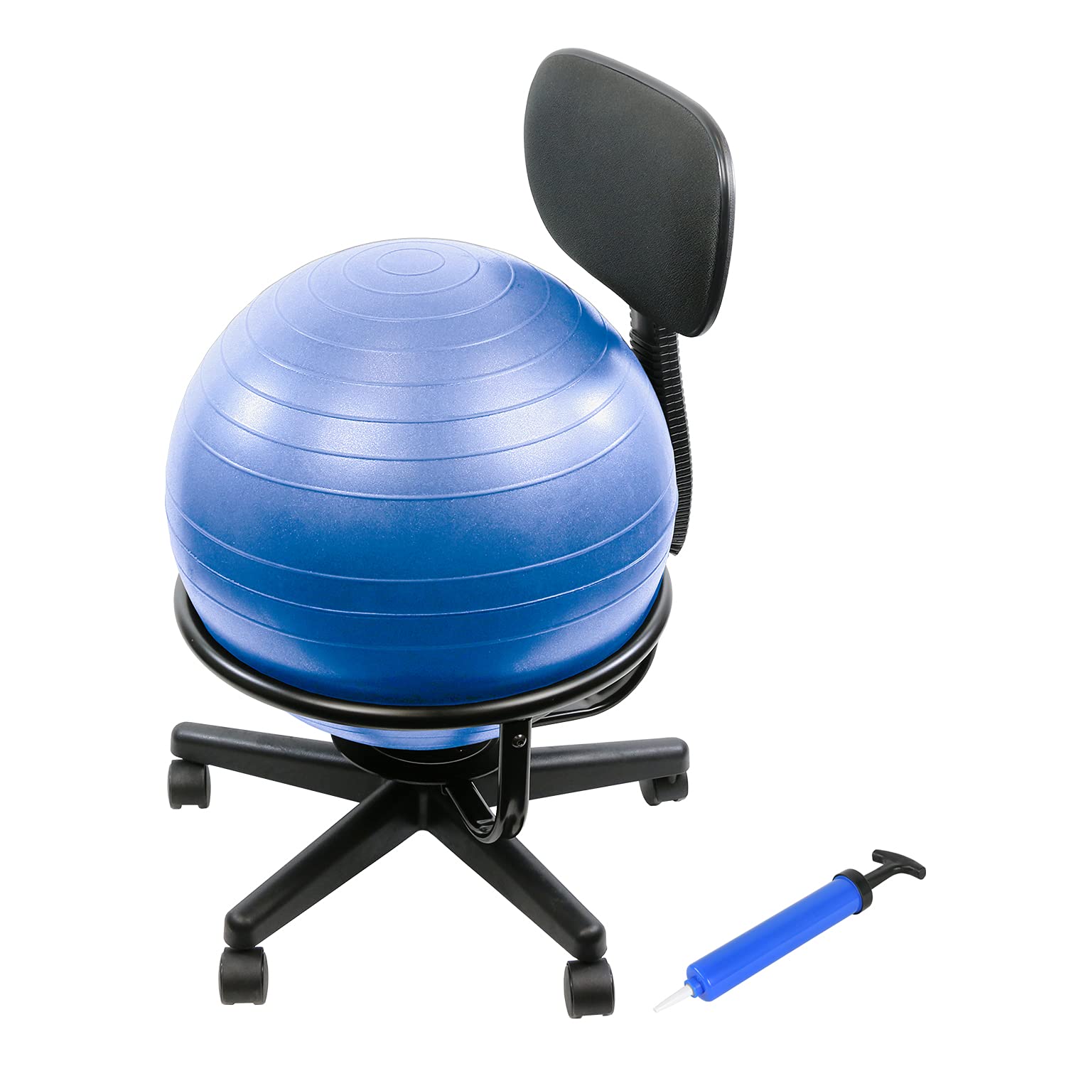 Inflatable Ergonomic Exercise Ball Chair with Air Pump - CanDo Metal Ball Chair for Home, Office & Classroom - Perfect for Active Sitting, Yoga & Workstation Fitness