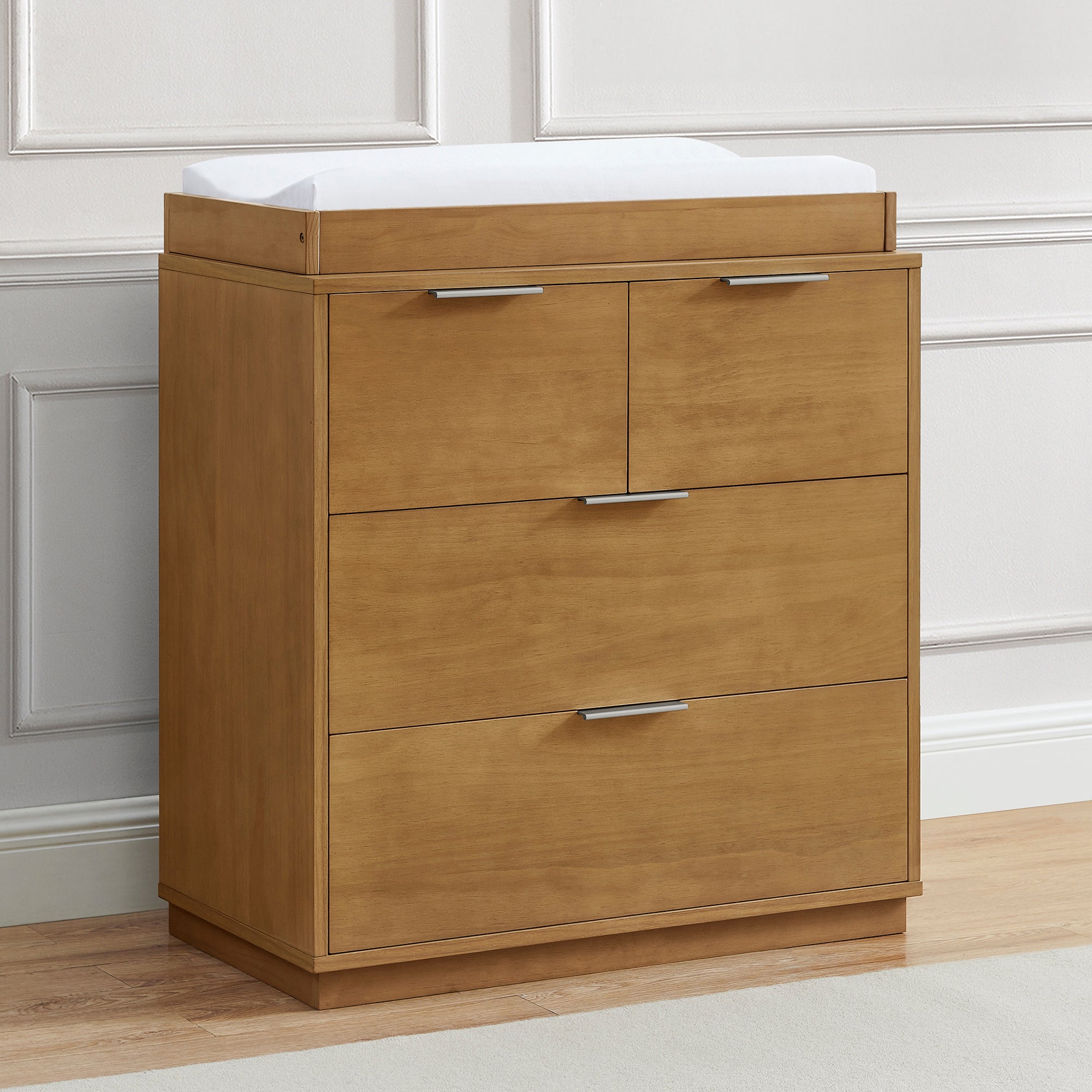 Forever 4-Drawer Dresser with Changing Top & Interlocking Drawers - Perfect Nursery Furniture for Baby Clothes Storage and Diaper Changing Station