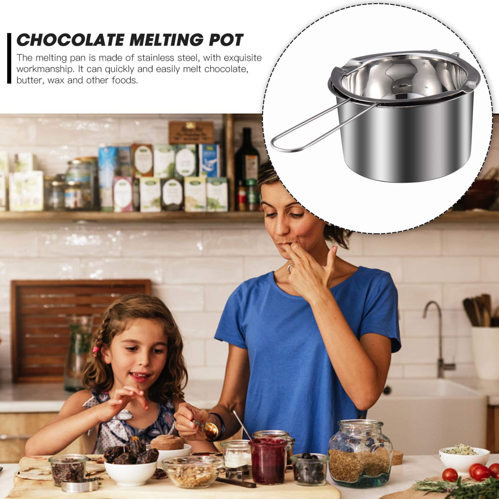 EXCEART Stainless Steel Double Boiler Pot Set - Chocolate Melting Bowl, Cheese & Wax Melting Pot for Home Baking, Candle Making & DIY Crafts - Perfect for Chocolate Fondue, Candy Making & Soap Crafting Supplies
