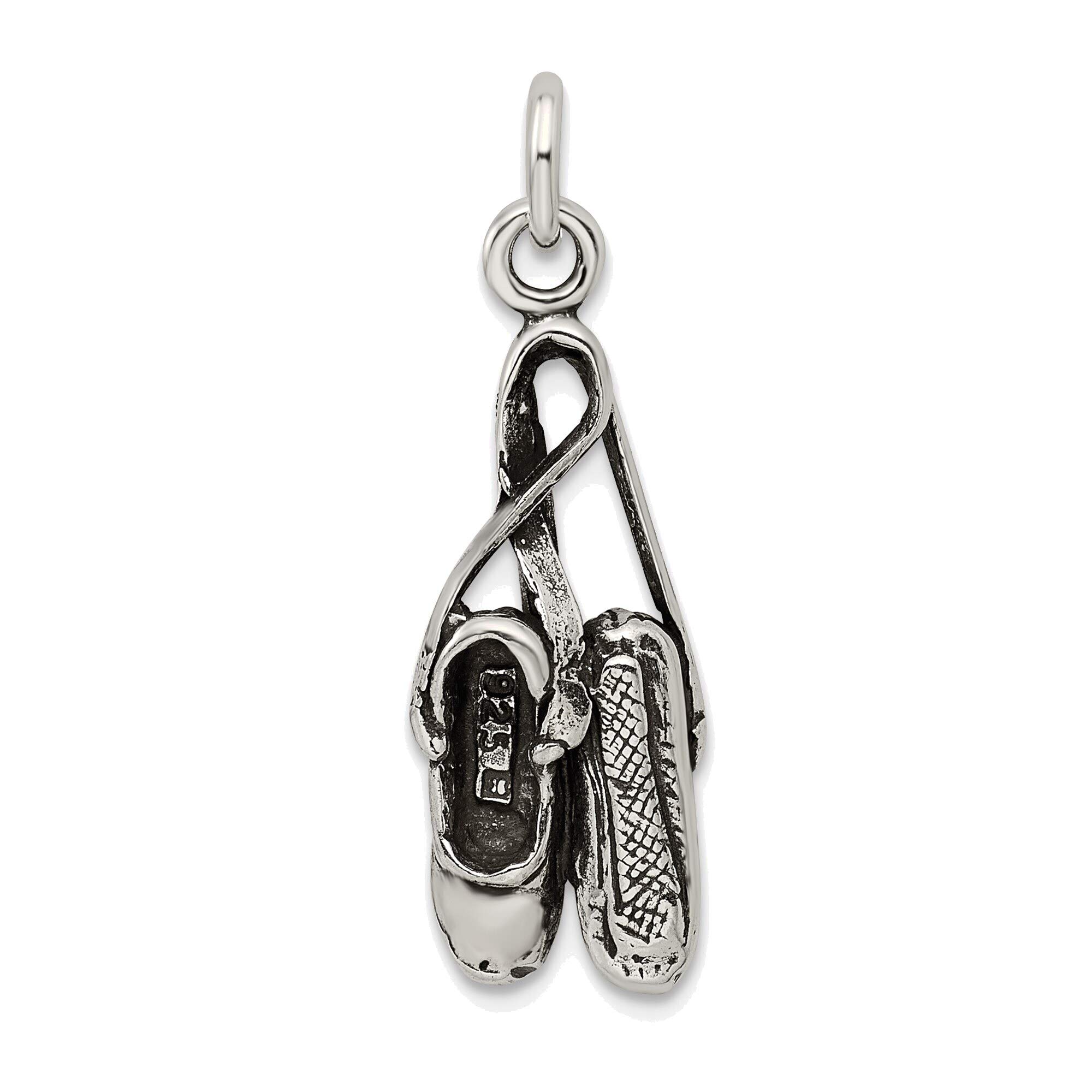 Sterling Silver Ballet Shoes Charm - Elegant Jewelry for Dancers & Gifts