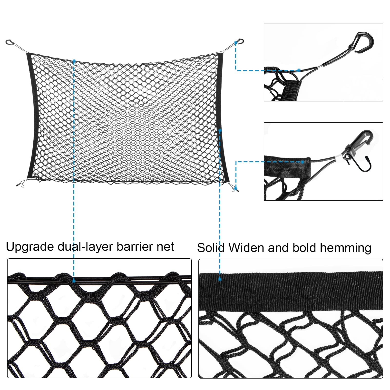 Adjustable Dog Barrier Car Net with Hooks - Pet Safety Divider for SUV, Vans & Trucks Back Seat | Vehicle Organizer & Storage Solution for Travel, Road Trips & Pet Protection