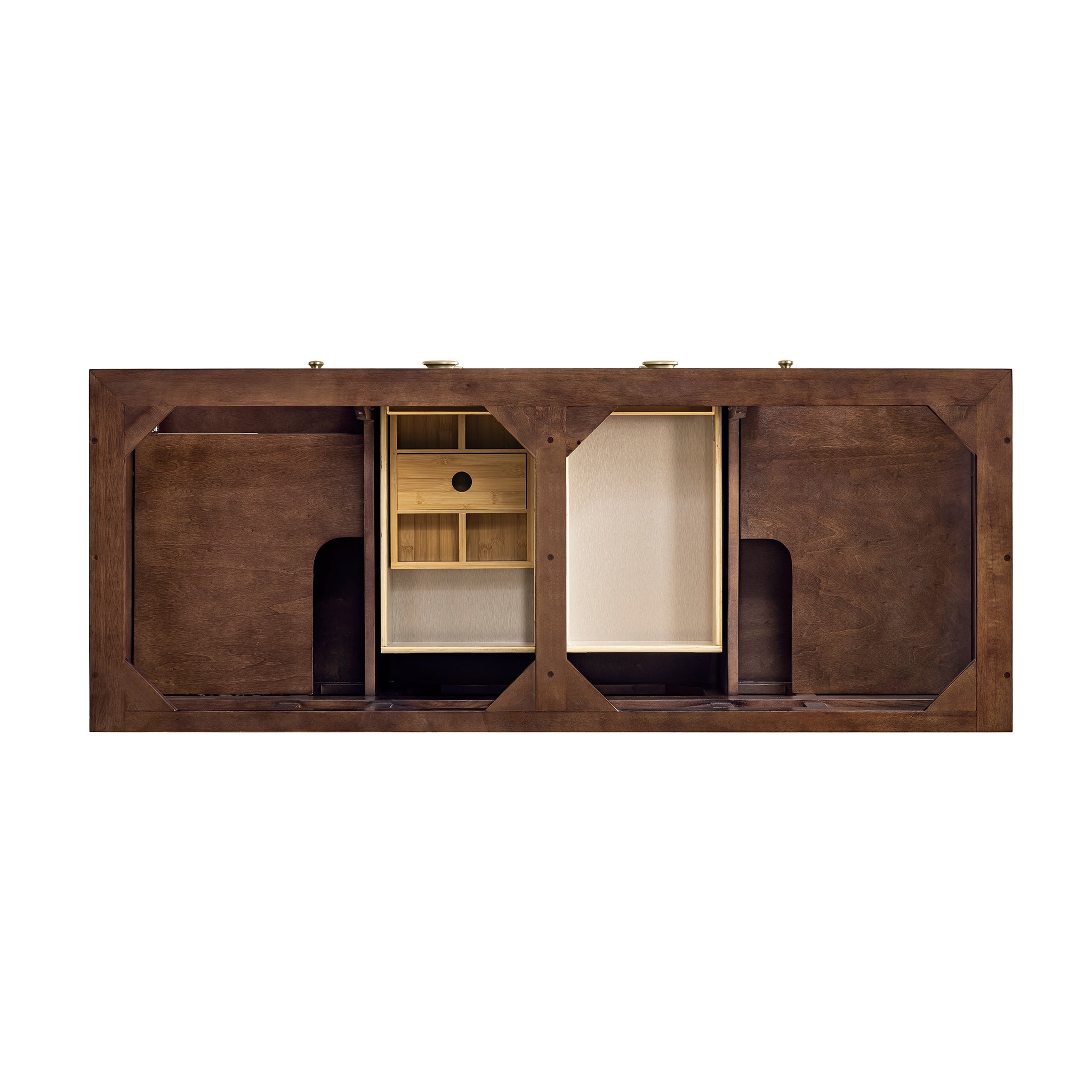 Amberly 60 Inch Double Vanity with Sink - Mid Century Modern Walnut Bathroom Vanity for Master Bath & Powder Room