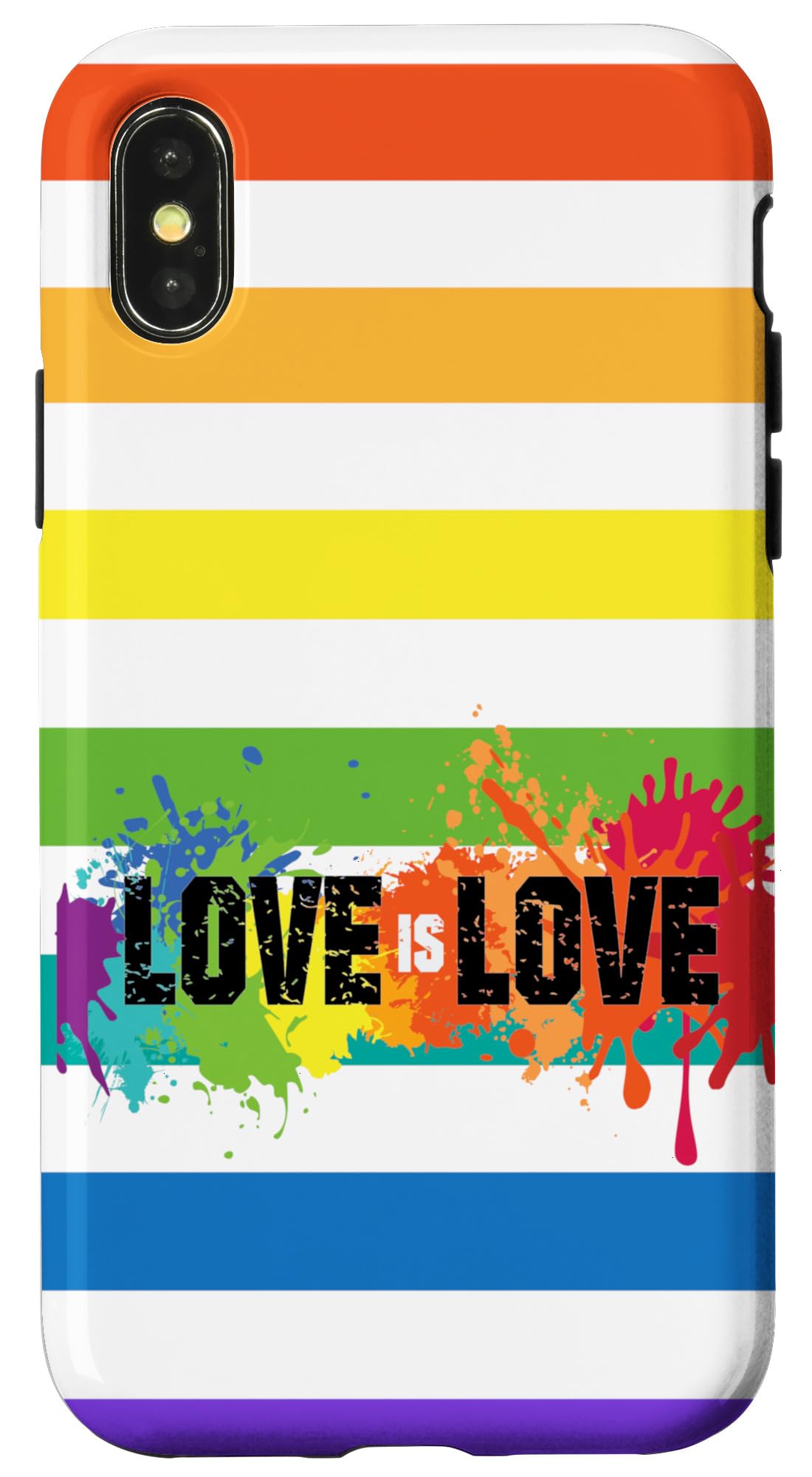 Rainbow Stripe iPhone X/XS Phone Case - LGBTQ Pride Gay Love is Love Protective Cover for Daily Use, Travel & Events