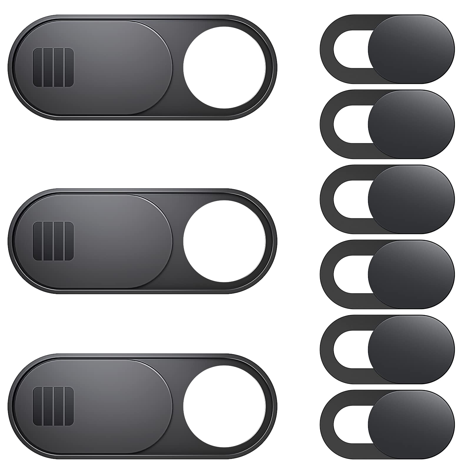 YAMXIN 9-Pack Laptop Webcam Cover (3 Large + 6 Small) - Privacy Slider for MacBook, iPhone, iPad, PC & Tablet - Black - Perfect for Online Meetings & Video Calls