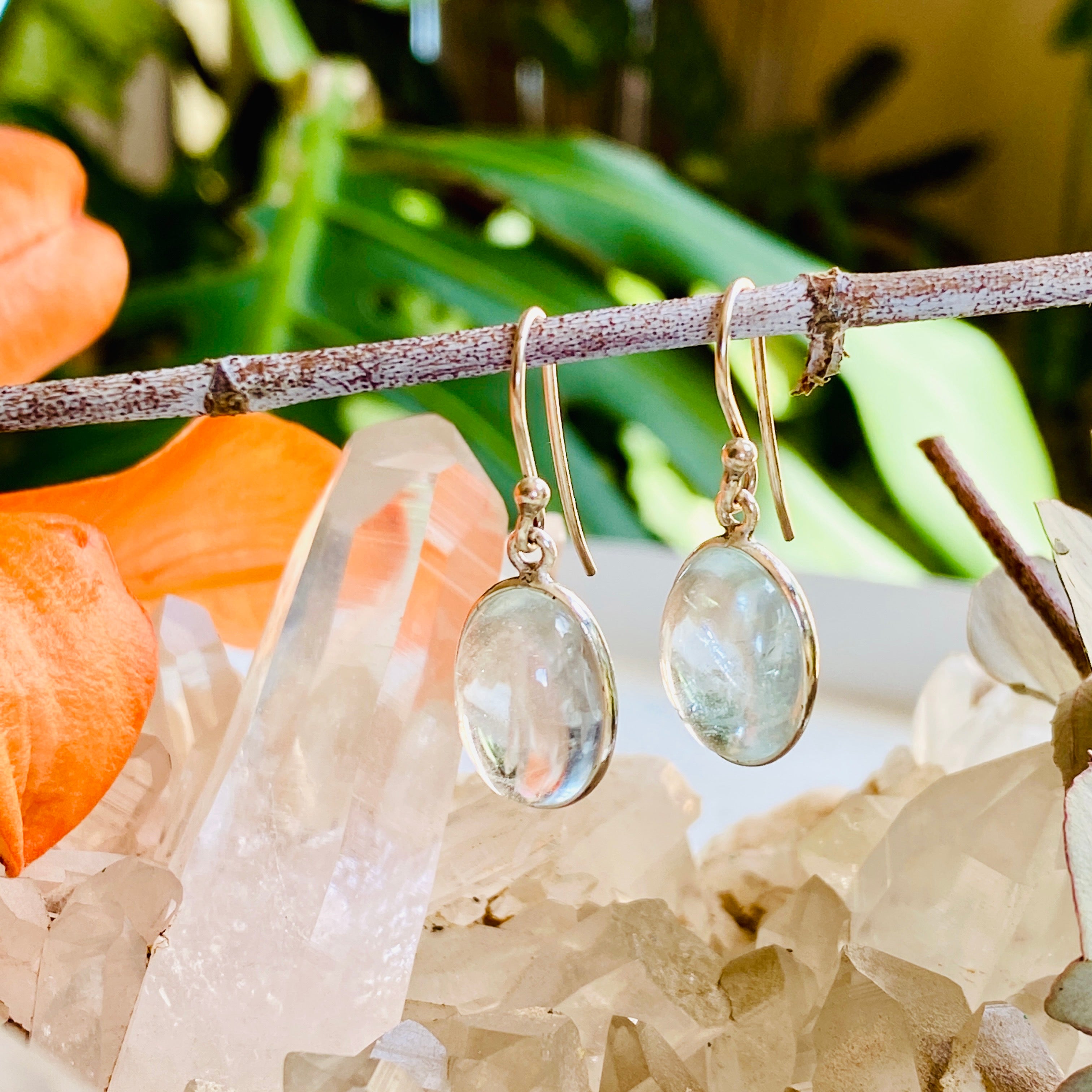 Natural Topaz Oval Cabochon Earrings for Women - Elegant Gemstone Jewelry for Daily Wear & Special Occasions