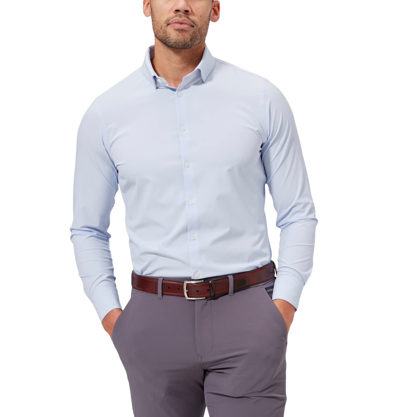 Mizzen+Main Men's Performance Dress Shirt - Trim Fit, Machine Washable, 4-Way Stretch, Wrinkle-Free - Leeward Collection - Perfect for Office, Business Meetings & Formal Events