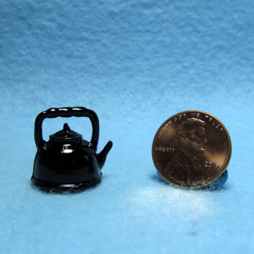 Miniature Black Metal Teapot Kettle for Dollhouse - Vintage Doll Accessories & 1:12 Scale Dollhouse Furniture - Perfect for Miniature Tea Party Scenes & Collectible Displays
