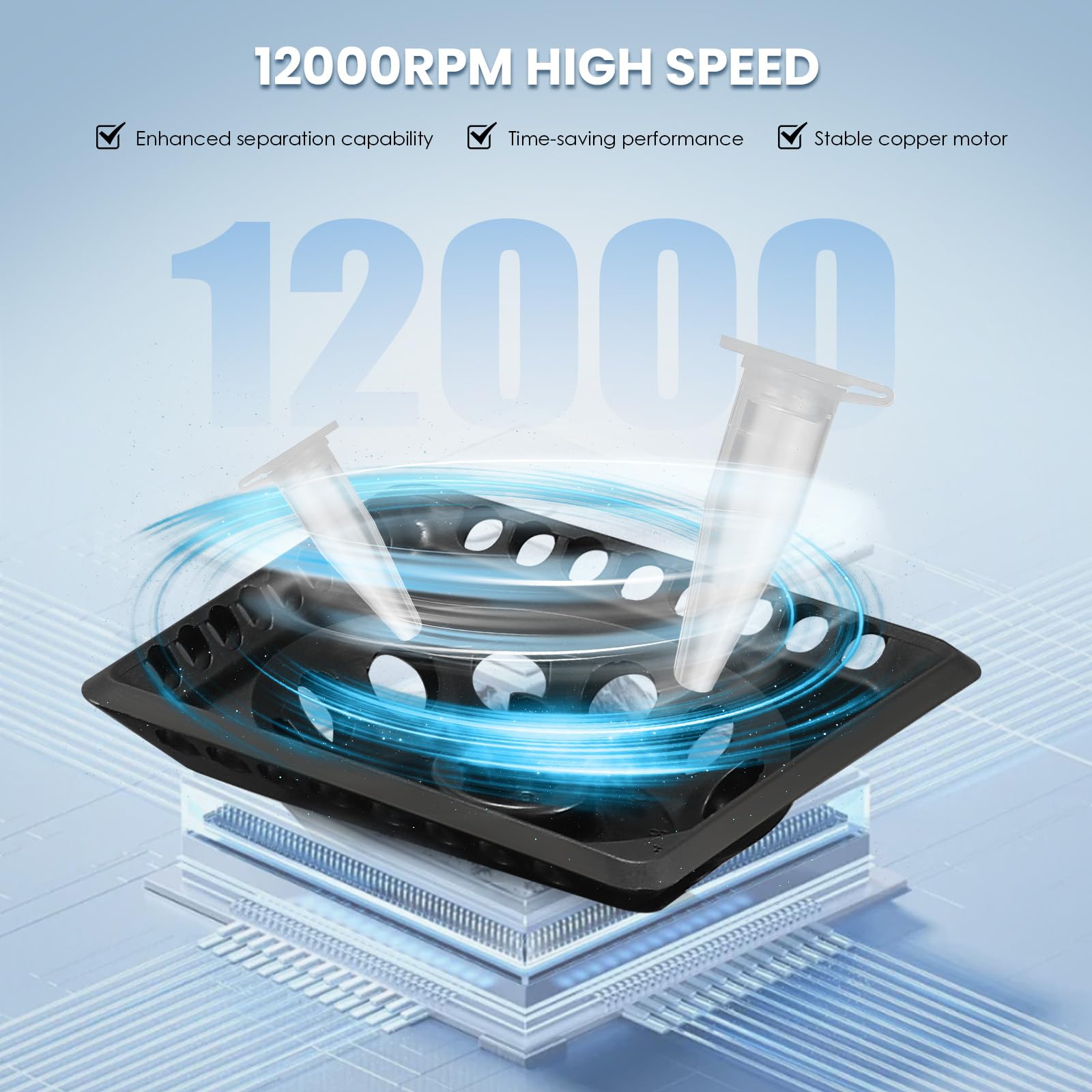 Mxmoonant Mini Centrifuge Machine 12000RPM - High Speed Lab Benchtop PCR Centrifuge for 0.2/0.5/1.5/2/5ml Tubes - Compact Electric Desktop Centrifuge for DNA/RNA Sample Preparation in Laboratories & Research Facilities