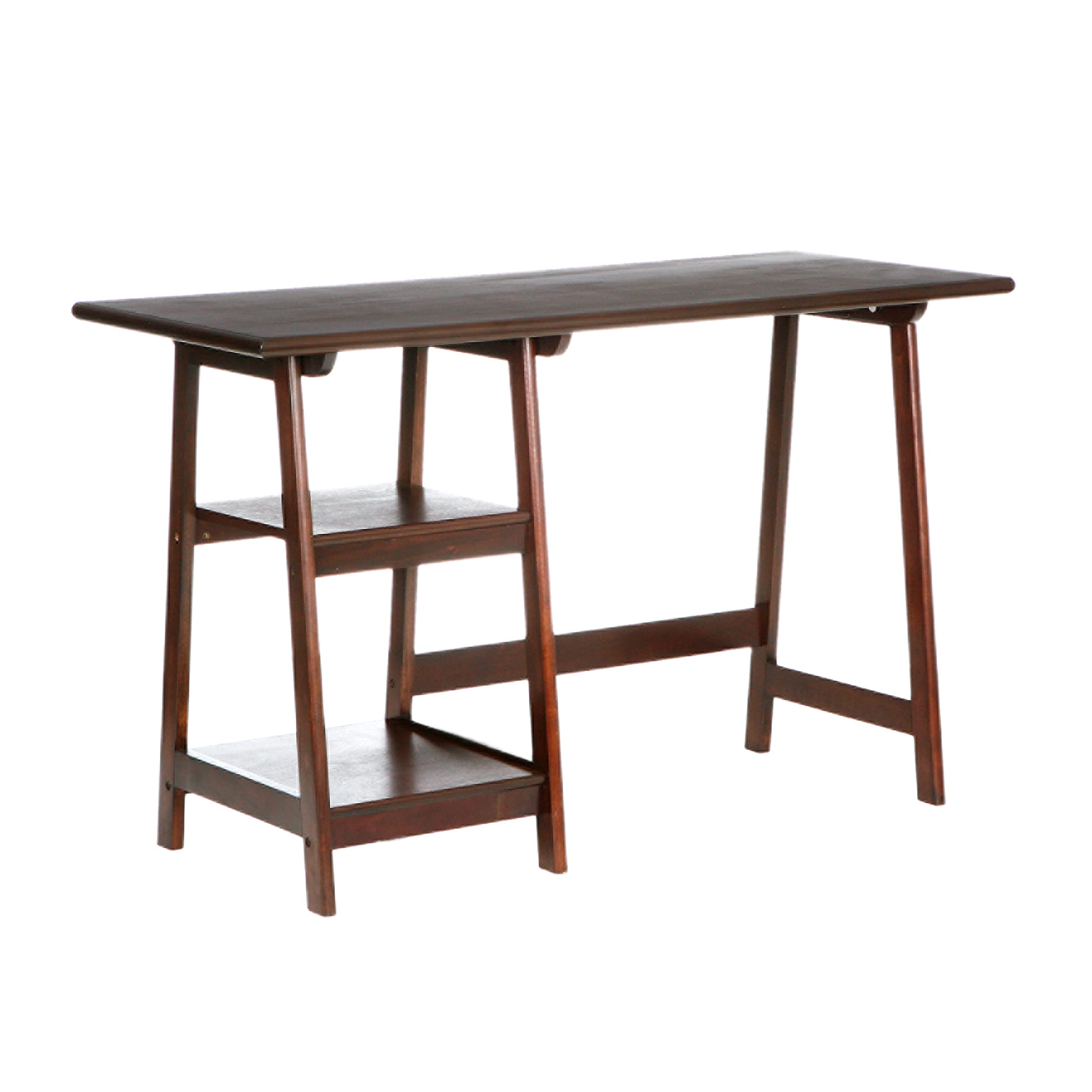 SEI Furniture Langston Spacious A-Frame 2-Shelf Writing Desk in Espresso - Perfect for Home Office, Study Room & Small Spaces