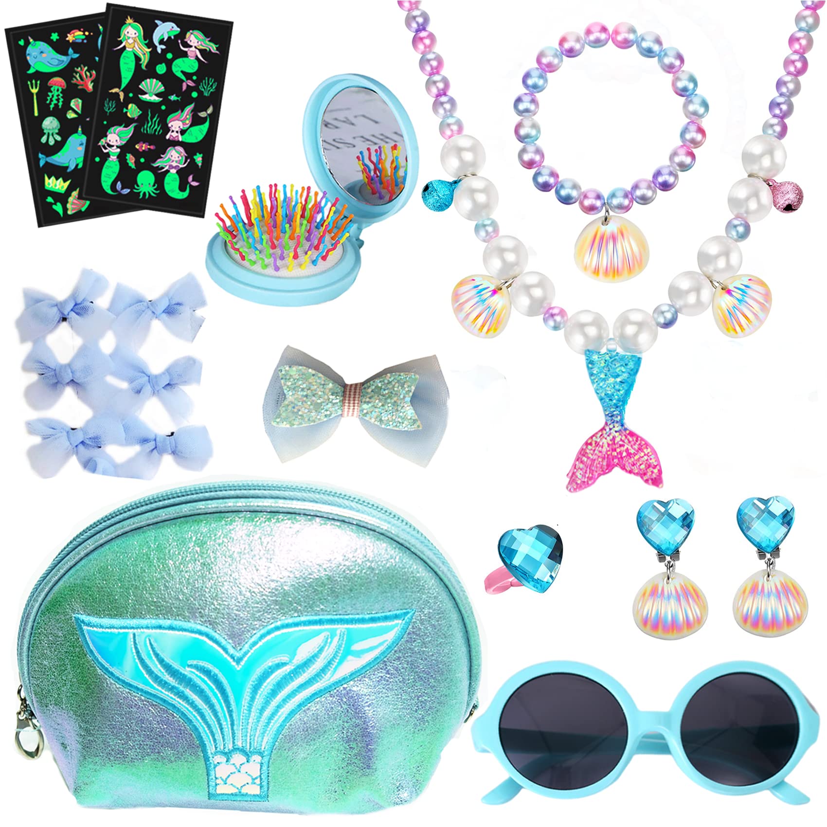**Princess Pretend Play Jewelry Set for Girls Age 4-12 - Necklace, Bracelet, Earrings & Ring Dress Up Kit - Perfect for Birthday, Halloween, Christmas Gifts & Party Favors - Great for Role Play, Dress Up Parties & Imaginative Play**