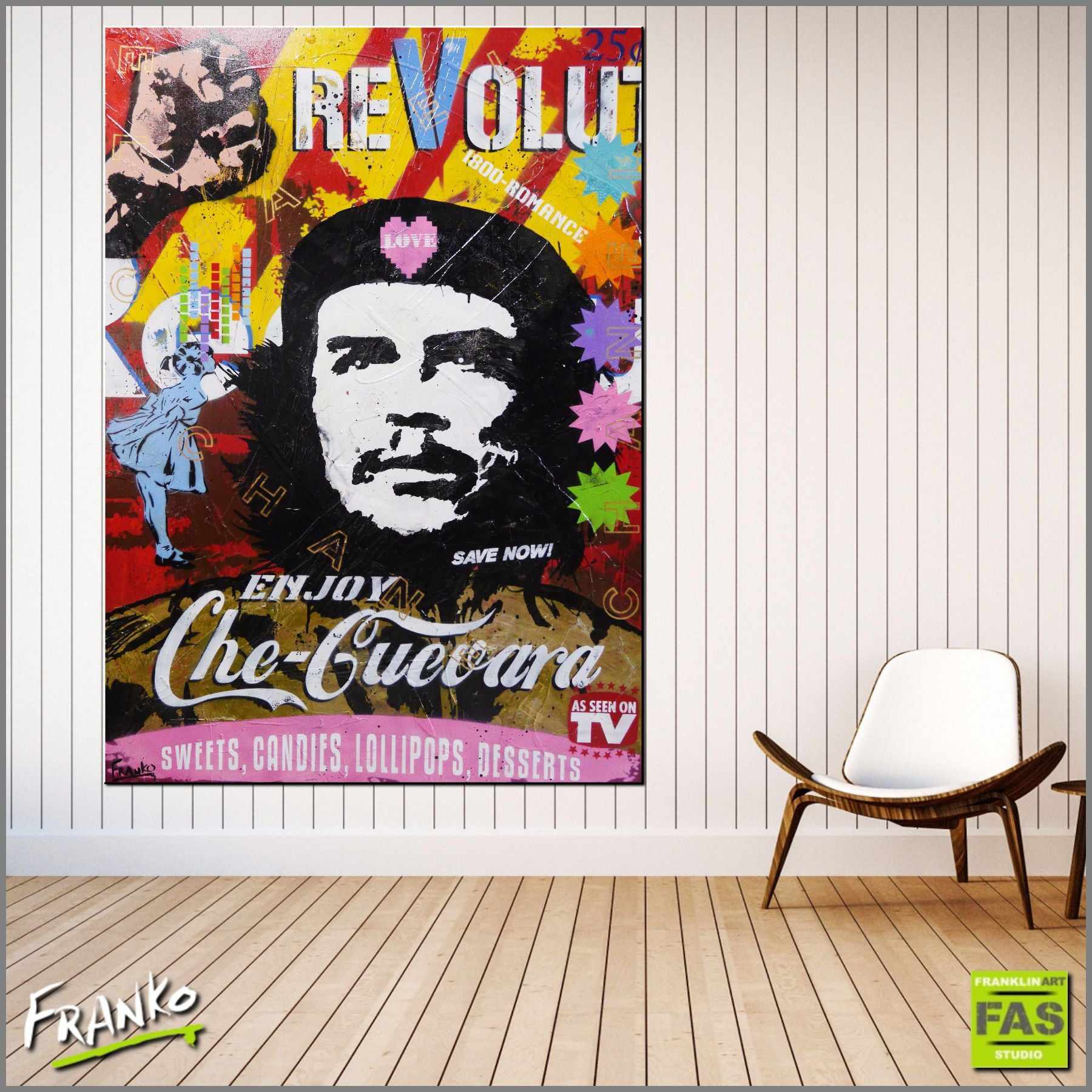 Che Guevara Pop Art Painting 140cm x 100cm - Revolutionary Wall Decor for Living Room, Bedroom & Office - Canvas Art Print for Home & Commercial Spaces