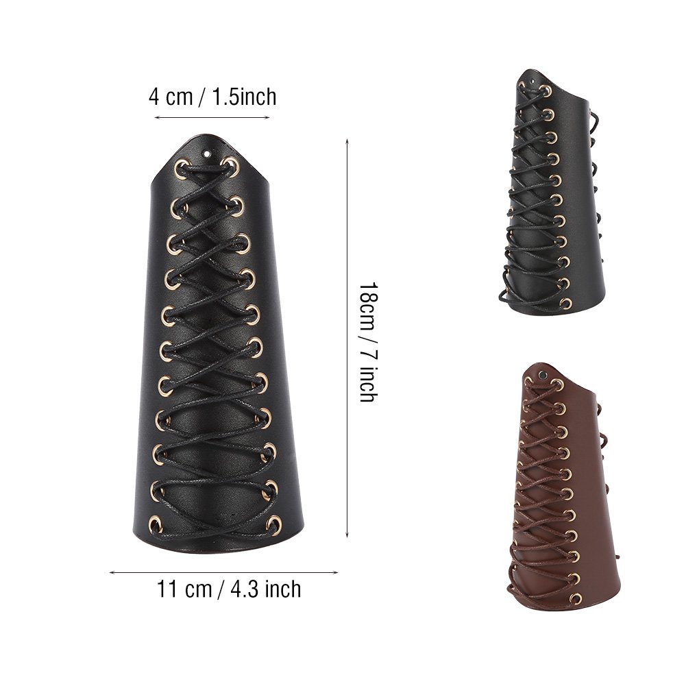 1Pcs Archery Arm Guard - Leather Lace-Up Bracer for Recurve Bow Hunting & Shooting - Protective Wristband & Arm Armor (Black) - Ideal for Target Practice, Outdoor Sports & Archery Training