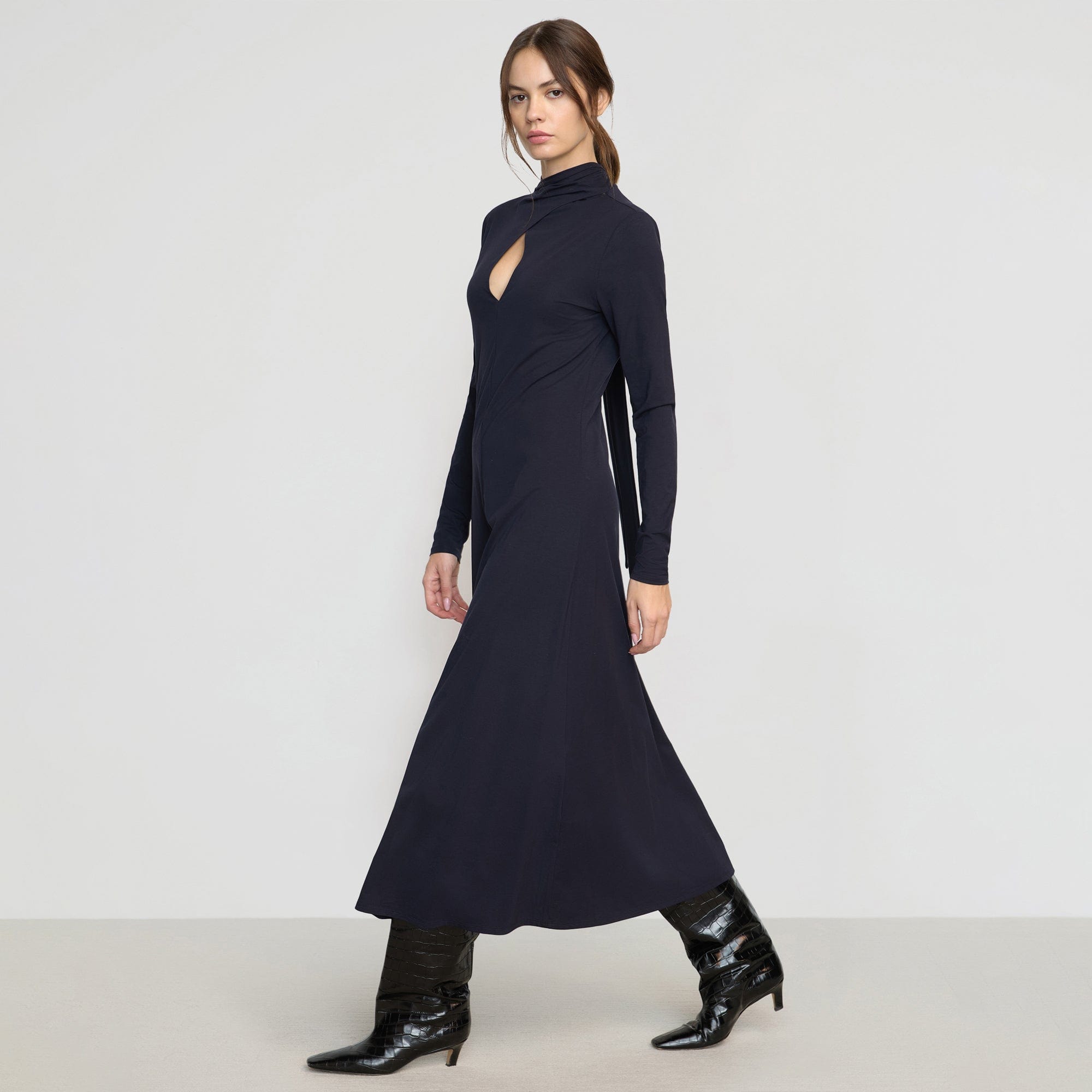 Helena Scarf Neck Jersey Dress for Women - Soft Stretchy Comfortable Casual Wrap Dress - Perfect for Office, Date Night & Spring Outfits