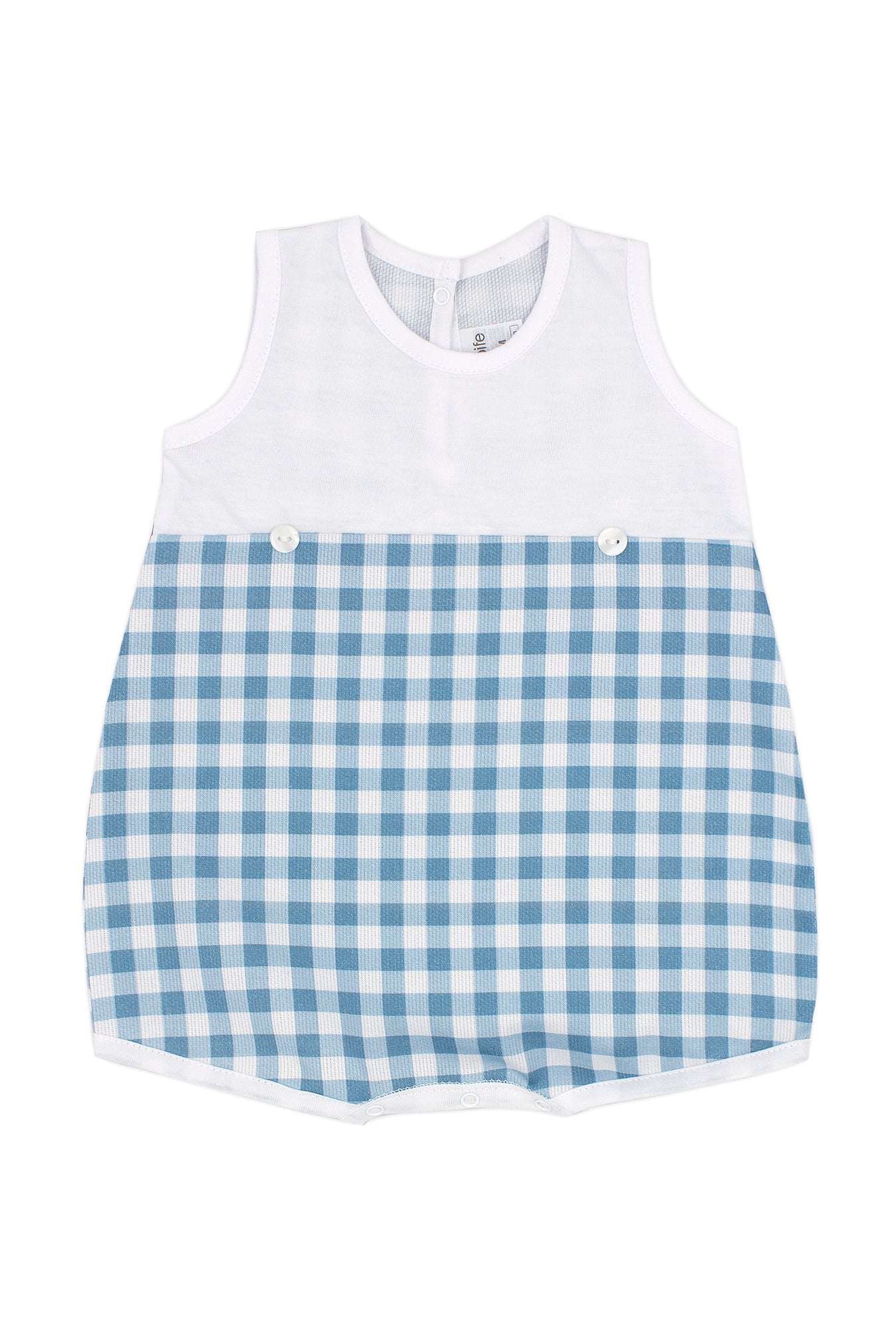 Stanley Teal Gingham Romper - Soft Cotton Baby Jumpsuit with Snap Buttons | Perfect for Newborn Photoshoots, Family Outings & Playtime