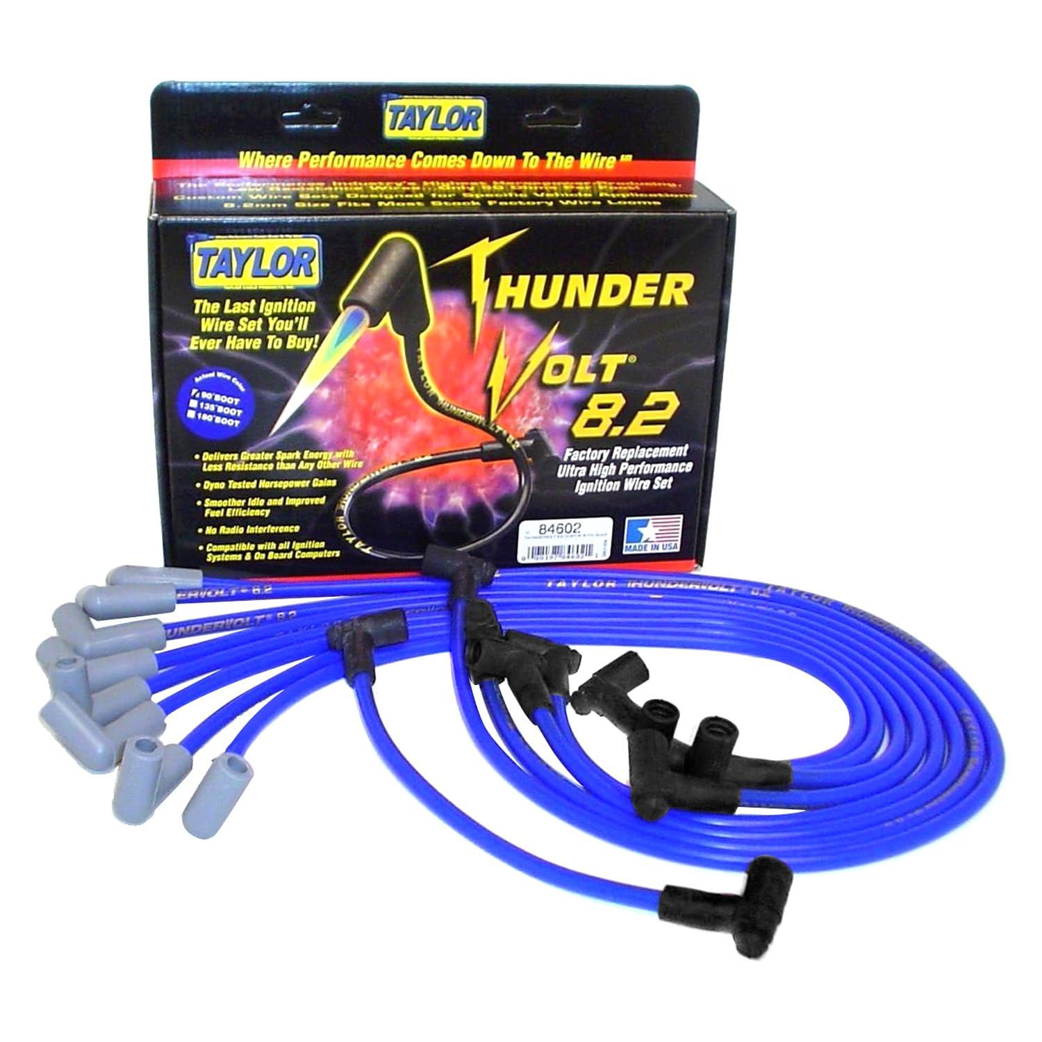 Taylor Cable 84602 ThunderVolt 8.2 Spark Plug Wire Set - High Performance Ignition Wires for Ford, Chevy, Dodge - Perfect for Racing, Off-Road & Engine Upgrades