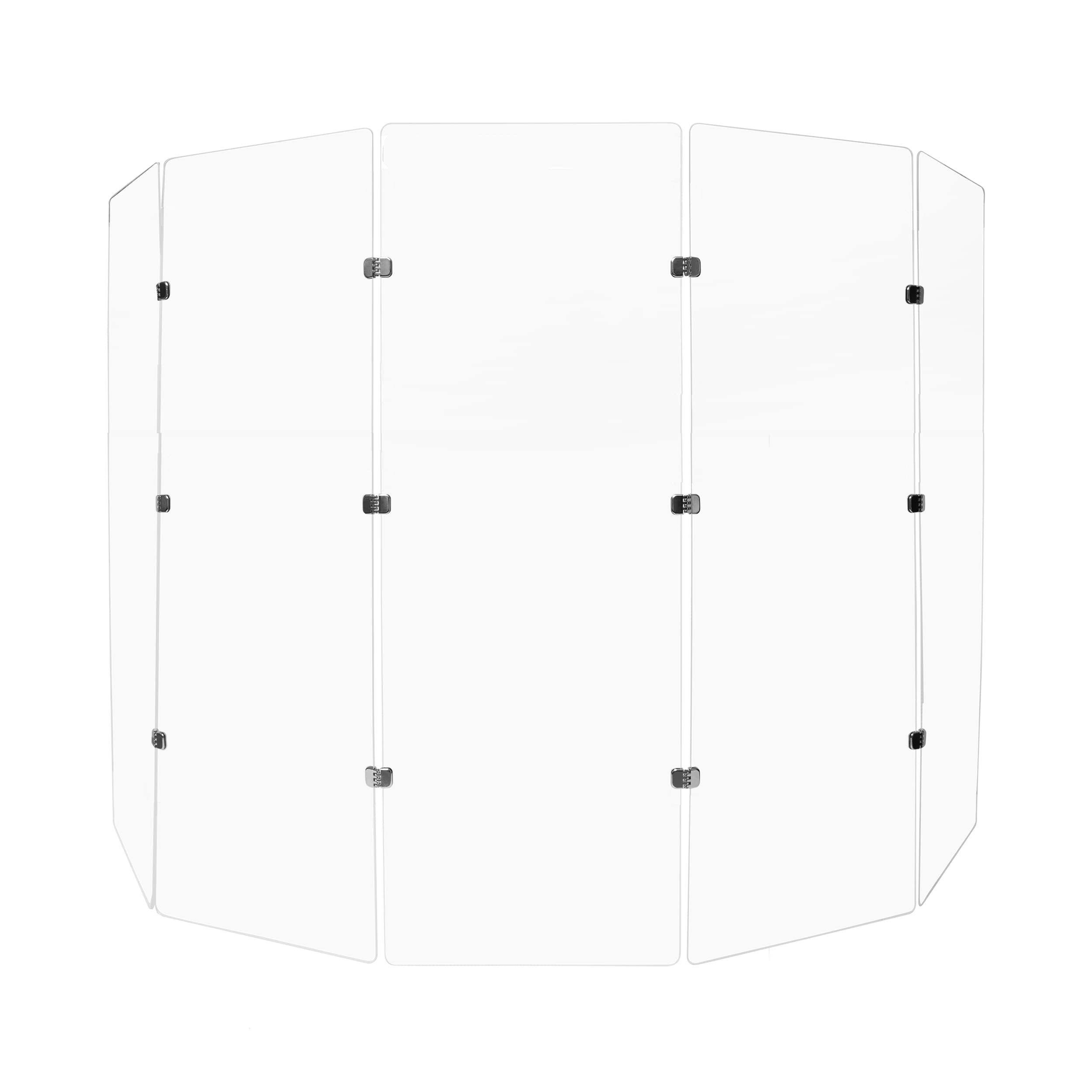 6ft Premium Clear Acrylic Drum Shield with Chrome Hinges - Includes 5 Drum Panels & Soundproof Screen - Perfect for Live Performances, Studio Recording, and Drum Practice