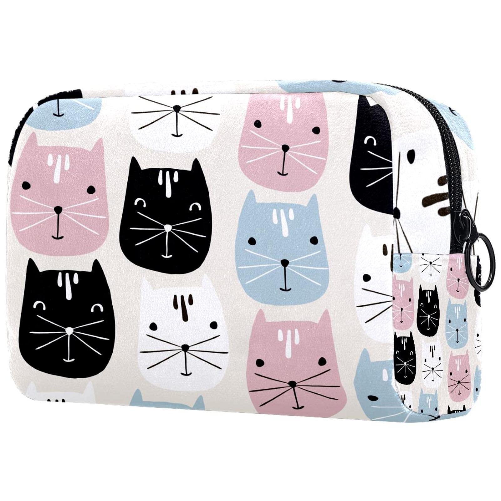 Stylish Large Kawaii Cat Cosmetic Bag for Women - Waterproof Travel Makeup Pouch & Toiletry Organizer with Zipper - Perfect for Travel, Gym, and Daily Essentials Storage