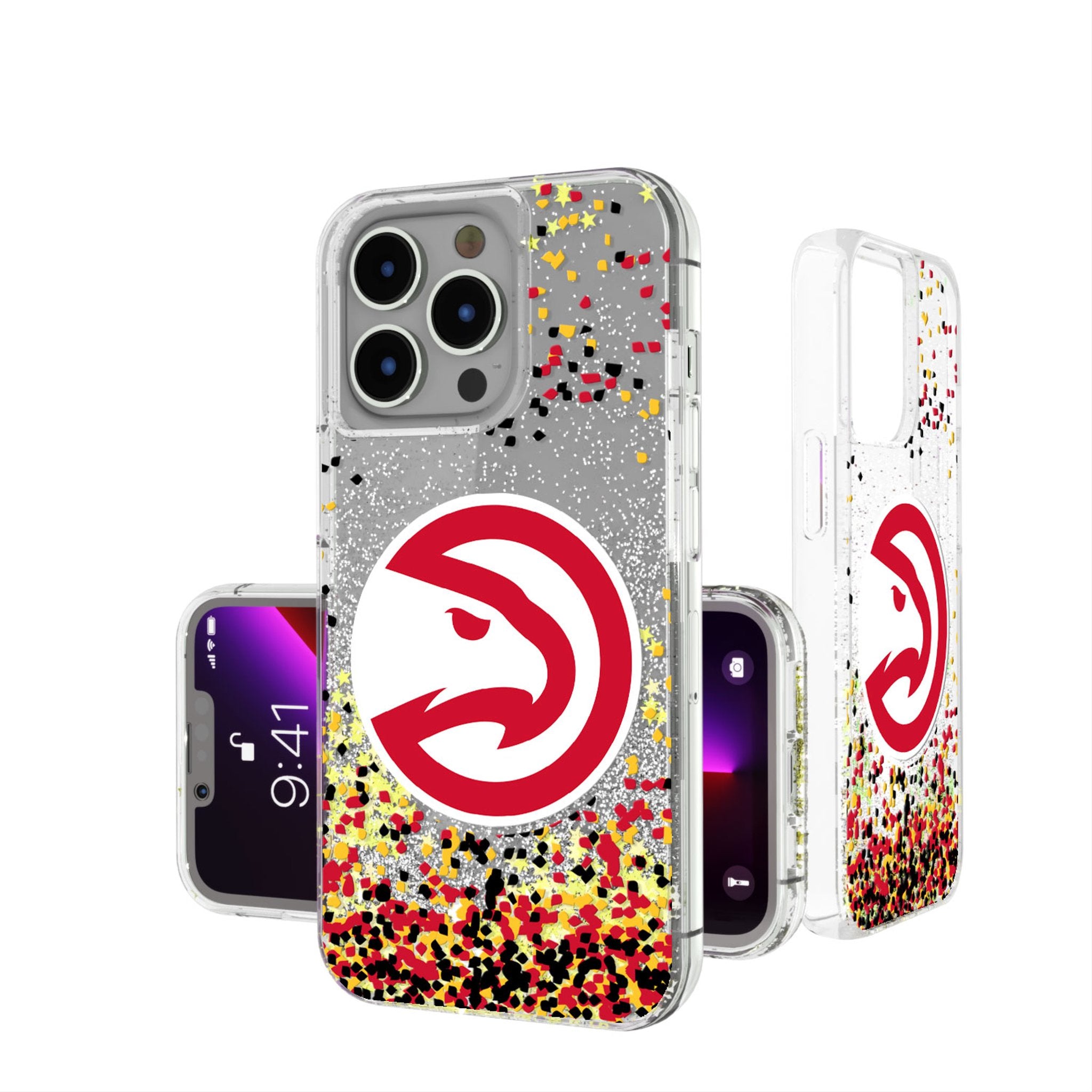 Atlanta Hawks Glitter Confetti Phone Case for iPhone & Samsung - Stylish Protective Cover for Basketball Fans, Game Day & Everyday Use