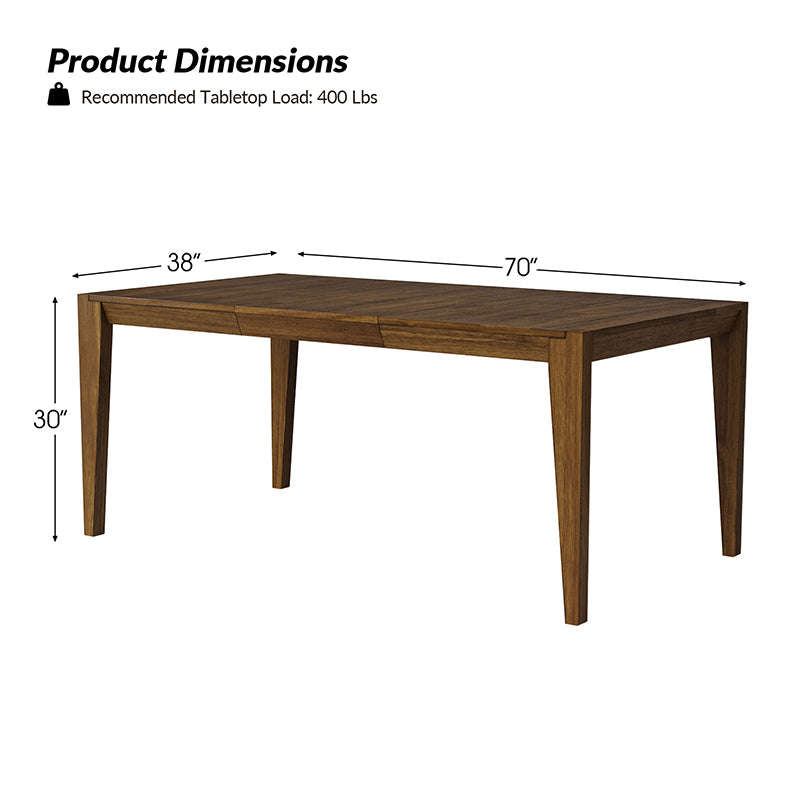 Mid Century Modern Expandable Dining Table - Solid Wood Extendable Table for Small Spaces - Perfect for Dining Room, Kitchen, and Entertaining Guests