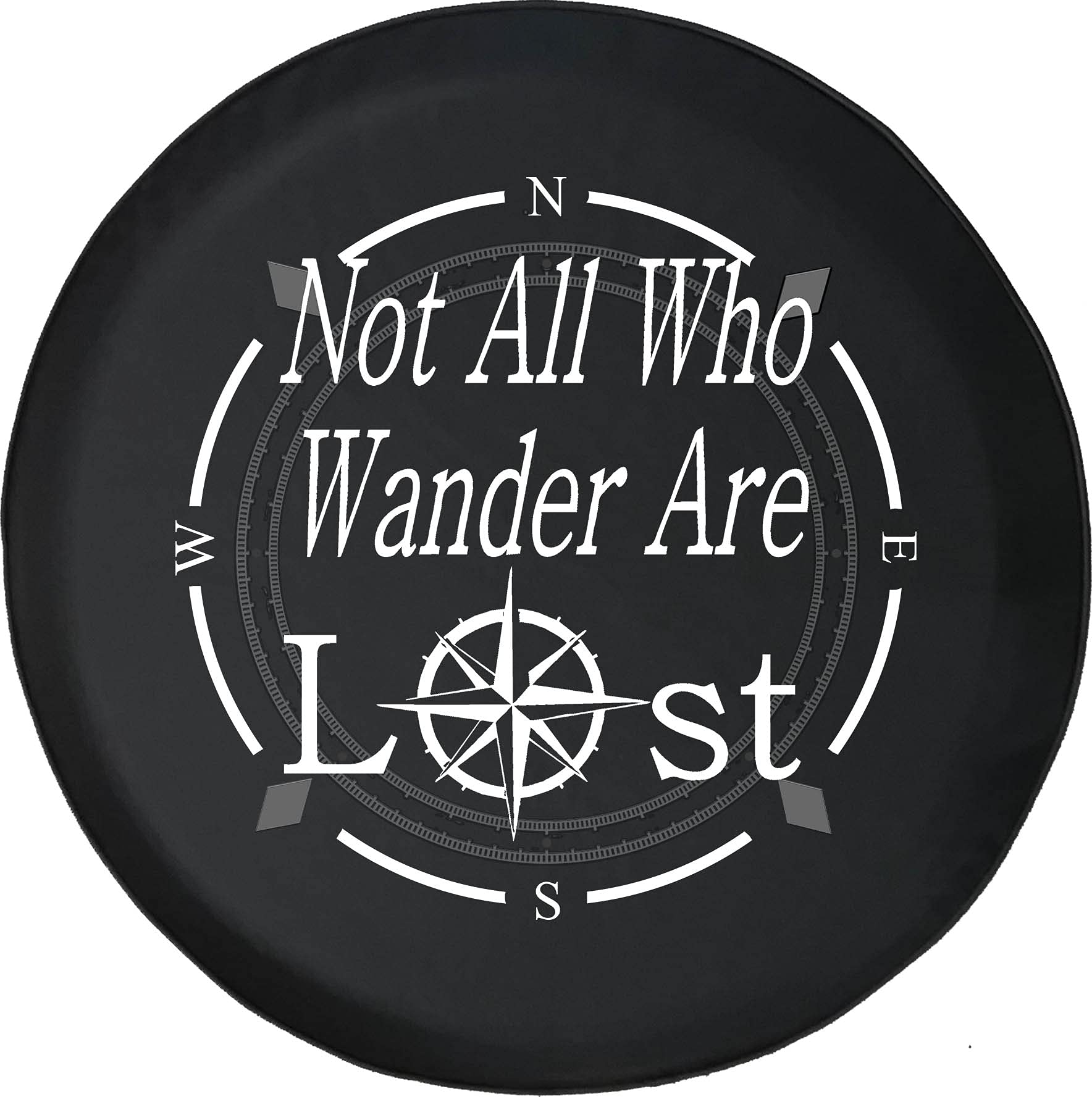 Premium American Unlimited Spare Tire Cover with Compass Design - 'Not All Who Wander Are Lost' - Universal Fit for SUVs, Trailers, RVs & Most Vehicles | Perfect for Road Trips, Camping & Outdoor Adventures