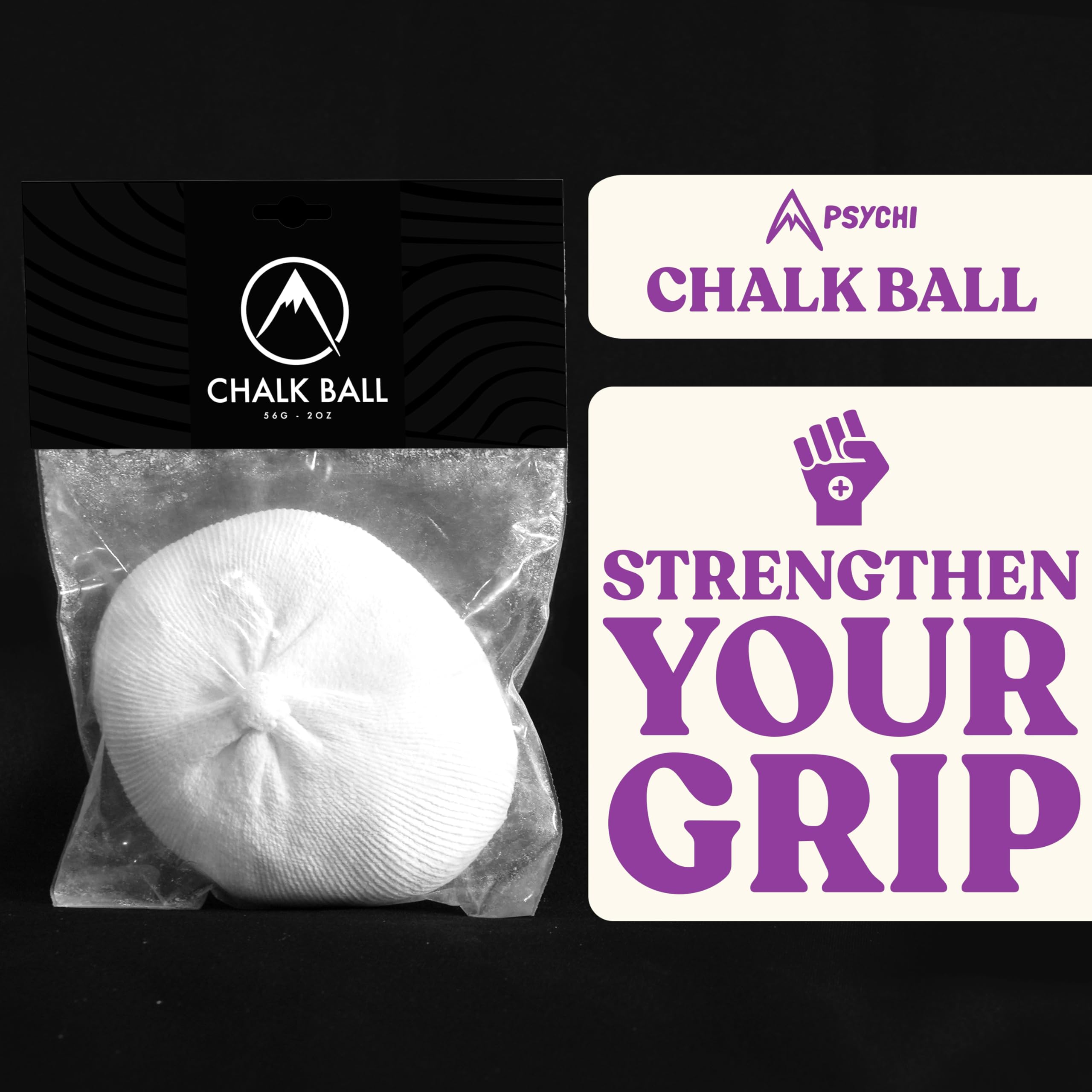 Psychi | Ultimate Grip Rock Climbing Chalk Ball - Premium Absorbent Magnesium Carbonate for Bouldering, Gymnastics & Weightlifting | Gym Bag Essential for Better Performance & Stronger Grip