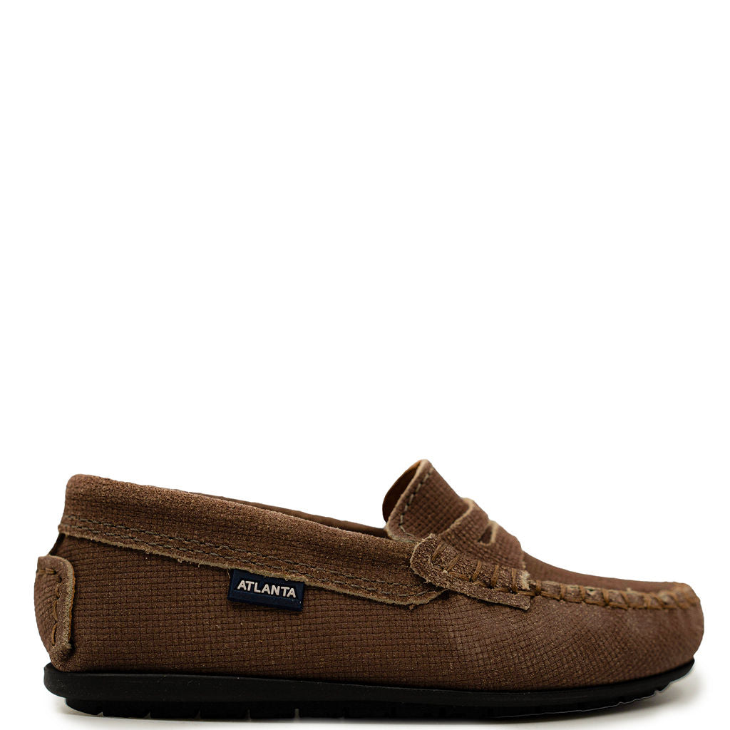 Men's Atlanta Moccasin Chocolate Brown Textured Penny Loafers - Comfortable Casual Shoes for Work, Office & Everyday Wear