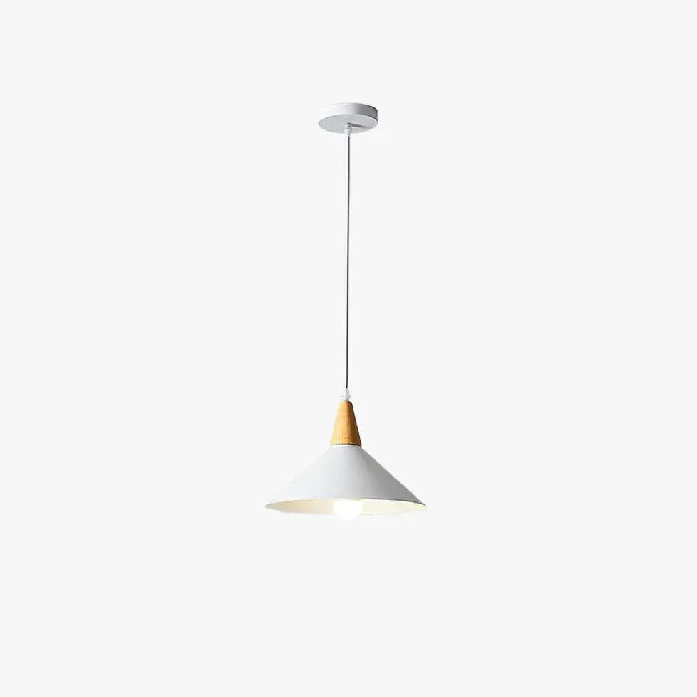 Modern White Pendant Light with Wooden Handle - Stylish Ceiling Lighting for Kitchen, Dining Room and Bedroom Decor