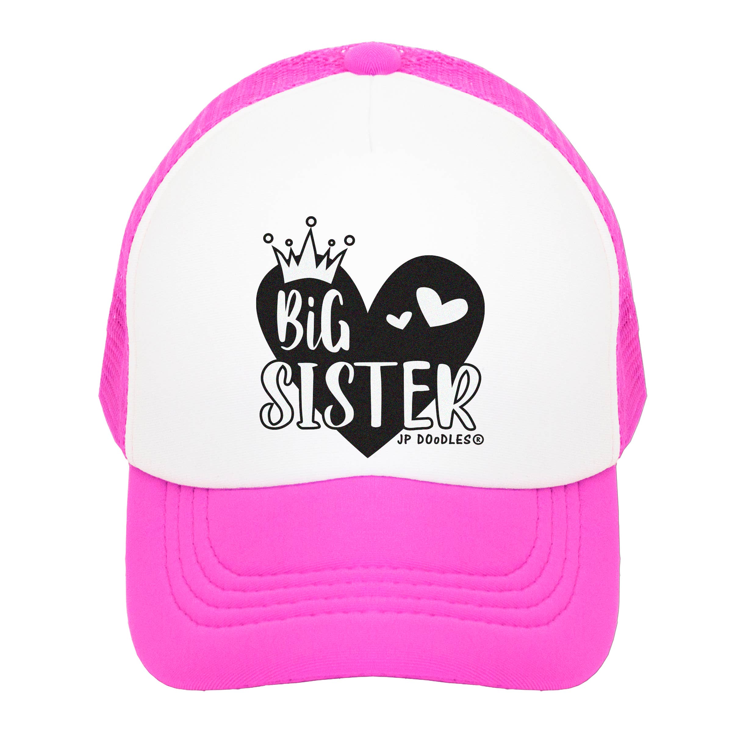 Big Sis Kids Trucker Hat for Girls - Hot Pink Adjustable Cap for Ages 2-5 Years | Cute Toddler Sun Hat for Outdoor Play, Park Visits & Family Photos