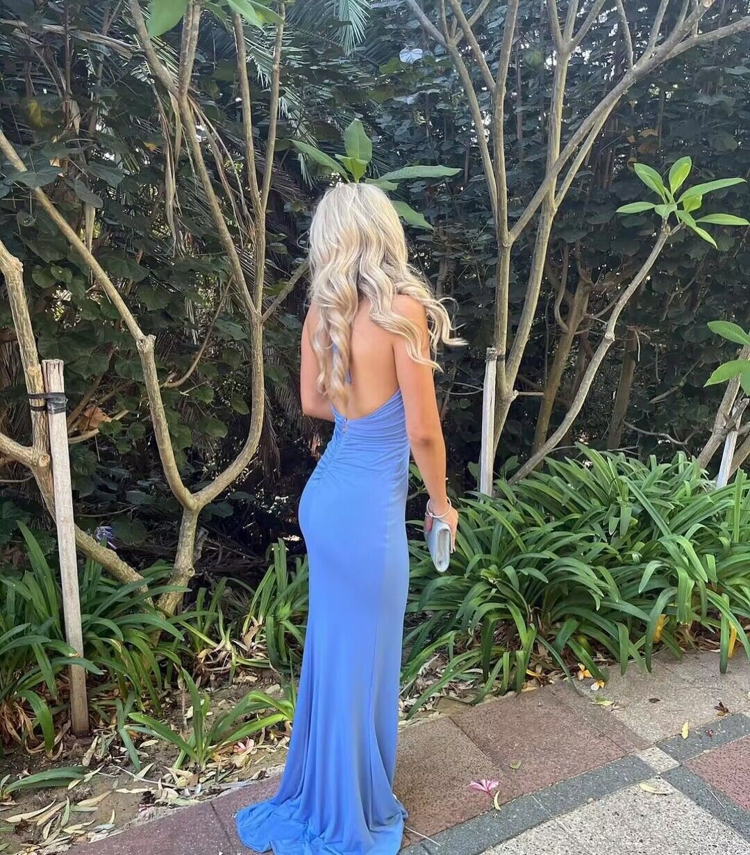 Elegant Deep V Neck Blue Sheath Long Prom Dress J2776 - Perfect for Homecoming, Formal Events & Evening Parties