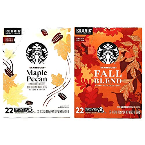 Starbucks Coffee K-Cups Variety Pack - 44 Pods (2 Flavors, 22 Each) - Maple Pecan & Fall Blend Seasonal Coffee Pods - Perfect for Office, Home Brewing & Holiday Gifts