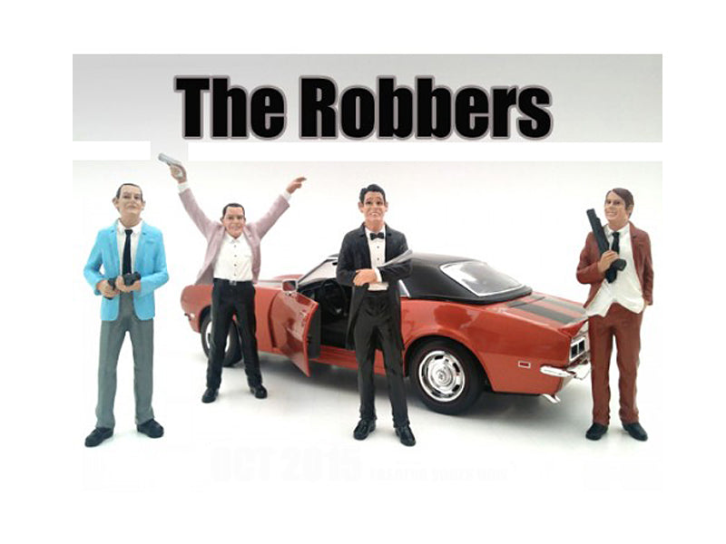 American Diorama 1:24 Scale The Robbers 4-Piece Figure Set - Perfect for Model Car Displays, Dioramas, and Collectors