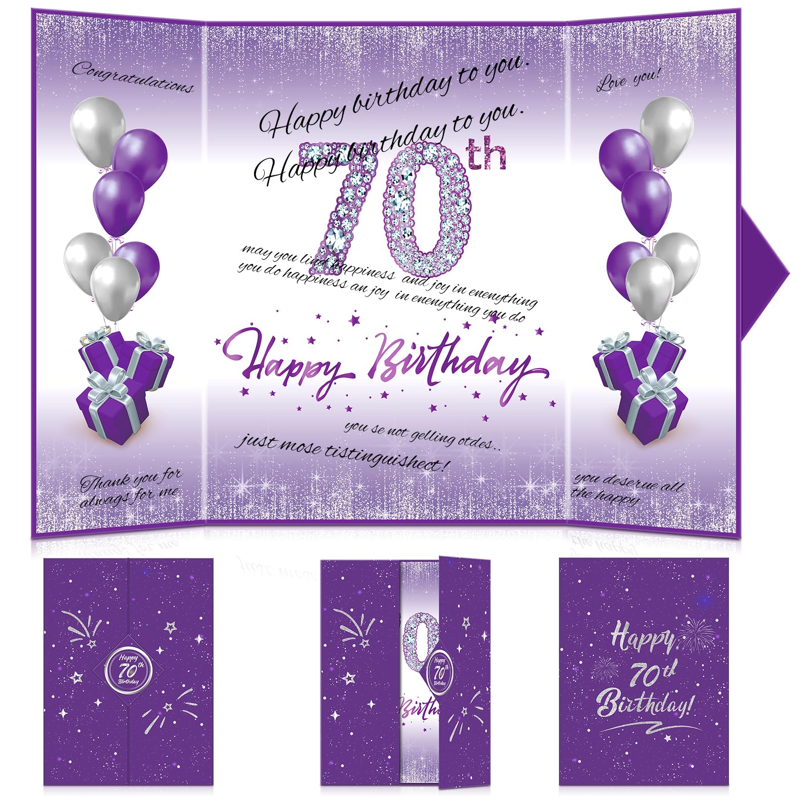 Purple & Silver 70th Birthday Party Decorations Set - Guest Book Alternative, Greeting Cards & Party Supplies for Women & Men - Perfect for 70th Anniversary Celebrations, Milestone Birthday Parties & Retirement Gifts