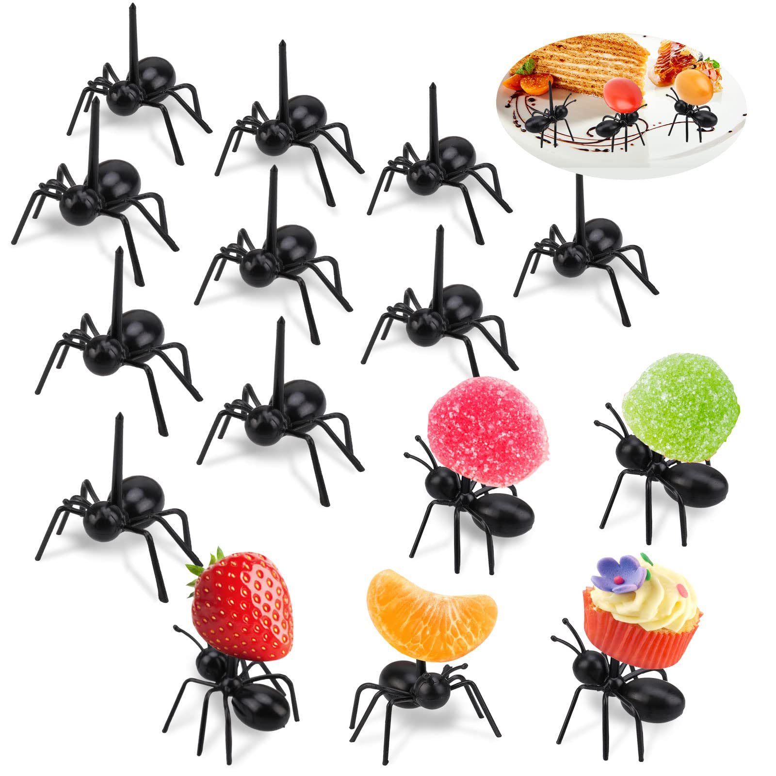 36PCS Ant-Shaped Toothpicks for Fruit, Desserts, Snacks & Cakes - Reusable Appetizer Forks with Storage Box - Perfect for Kitchen, Baby Showers, Weddings & Bug-Themed Birthday Parties