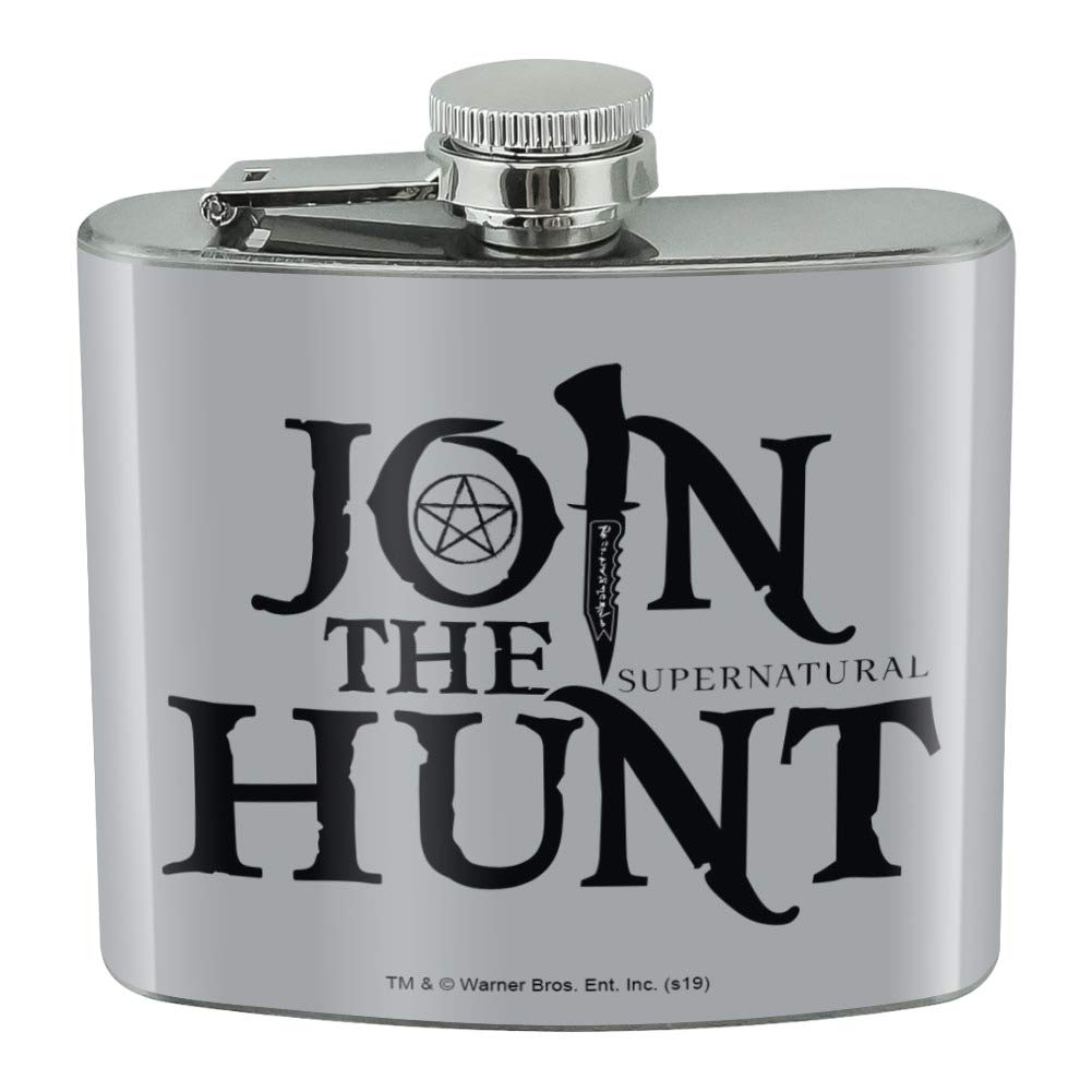 Supernatural Join the Hunt 5oz Stainless Steel Hip Flask - Perfect for Outdoor Adventures, Camping & Hunting Trips