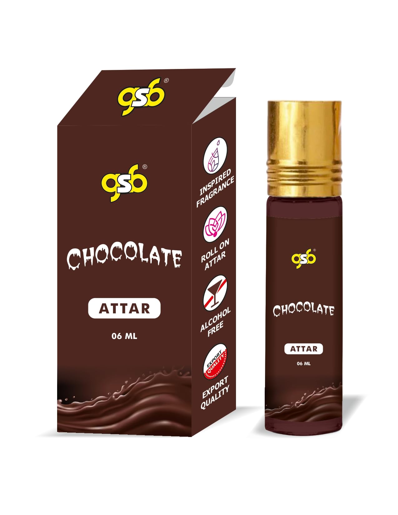 GSB Chocolate Attar Perfume Oil - Inspired by Zrra Chocolate | Designer Roll-On Fragrance | Alcohol-Free, Long-Lasting & Undiluted | Unisex Scent (6ml) for Date Nights, Special Occasions & Daily Wear