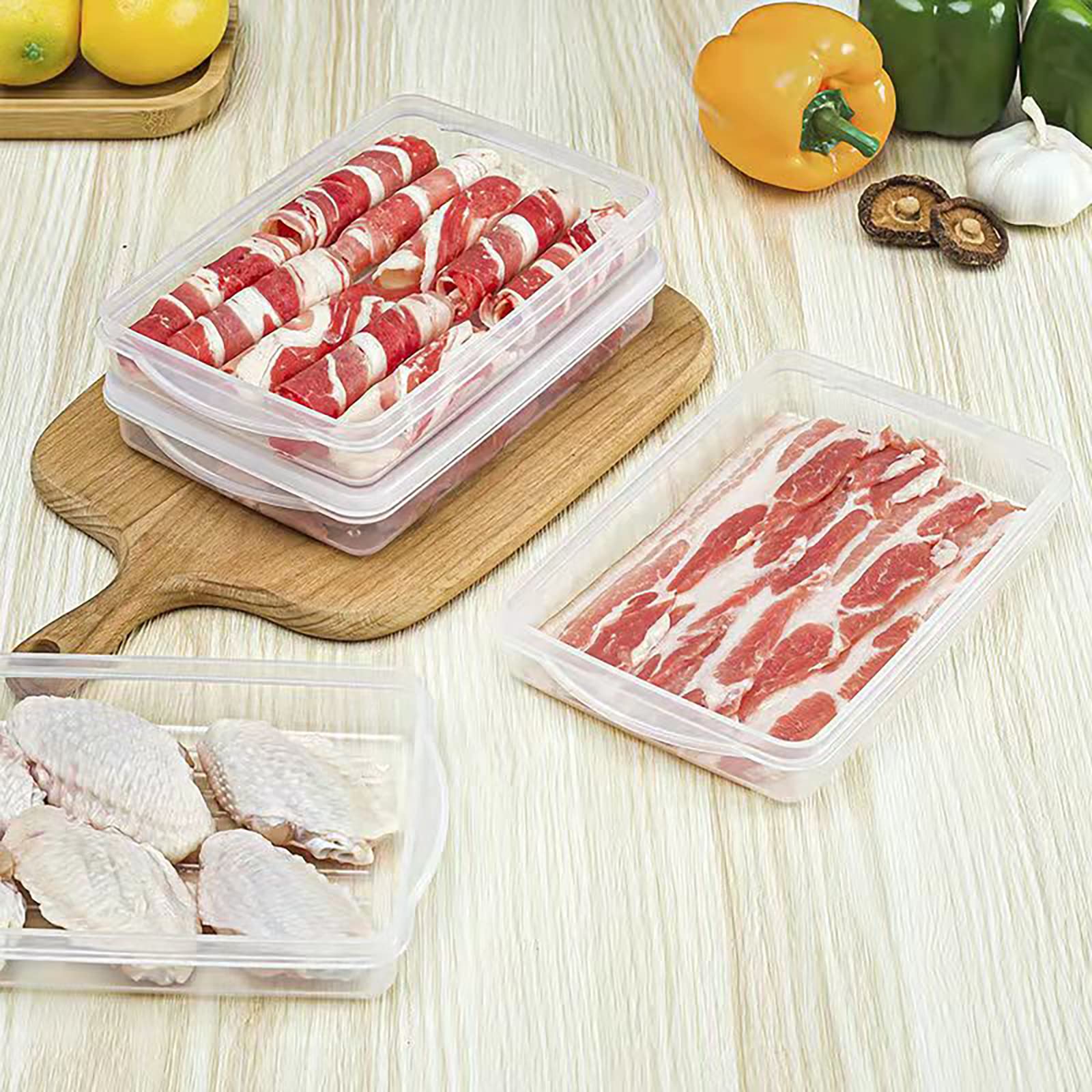 2-Pack Plastic Food Storage Containers with Lids - Bacon Keeper, Deli Meat & Cheese Saver for Refrigerators | Meal Prep, Lunch Box & Christmas Cookie Holder | Airtight Freshness for Cold Cuts & Leftovers