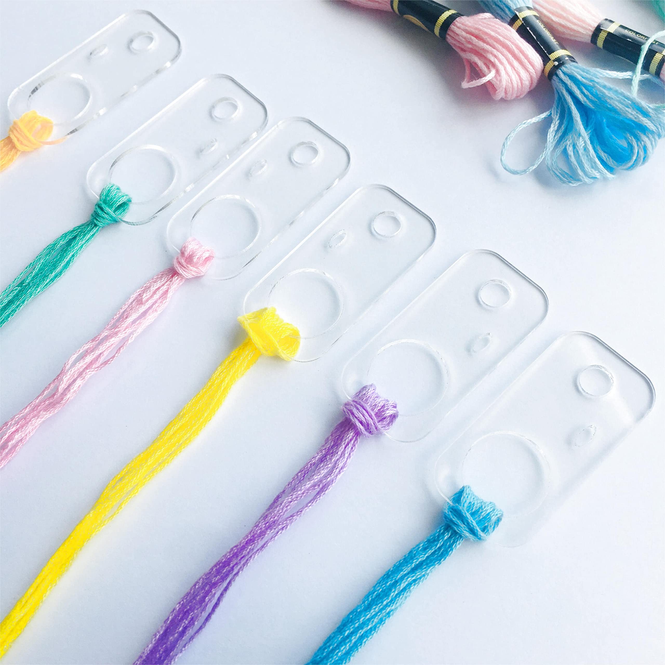 Clear Acrylic Rectangle Floss Drops - 50pcs Embroidery Thread Organizer Chips for Cross Stitch & Needlework Storage | Perfect for Craft Room, Sewing Kits & DIY Projects