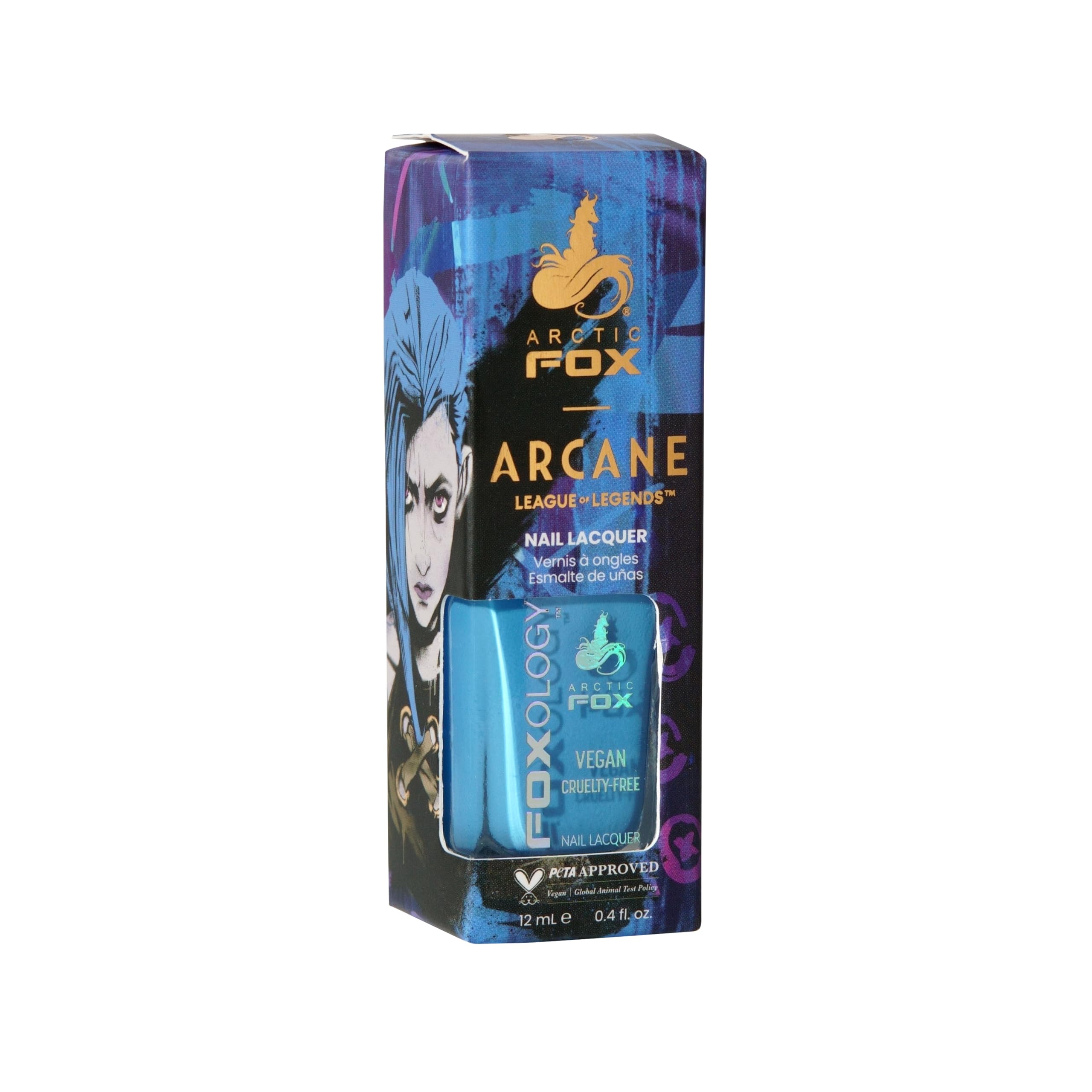 Arctic Fox x Arcane League of Legends Vegan Cruelty-Free Nail Polish - JINX Color | Long-Lasting Nail Lacquer for Cosplay, Gaming Events & Everyday Wear