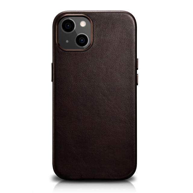 ICARER Retro Genuine Leather iPhone 13 Case - Premium Cowhide Protective Cover for iPhone 13 | Durable & Stylish Phone Case for Everyday Use, Office & Travel