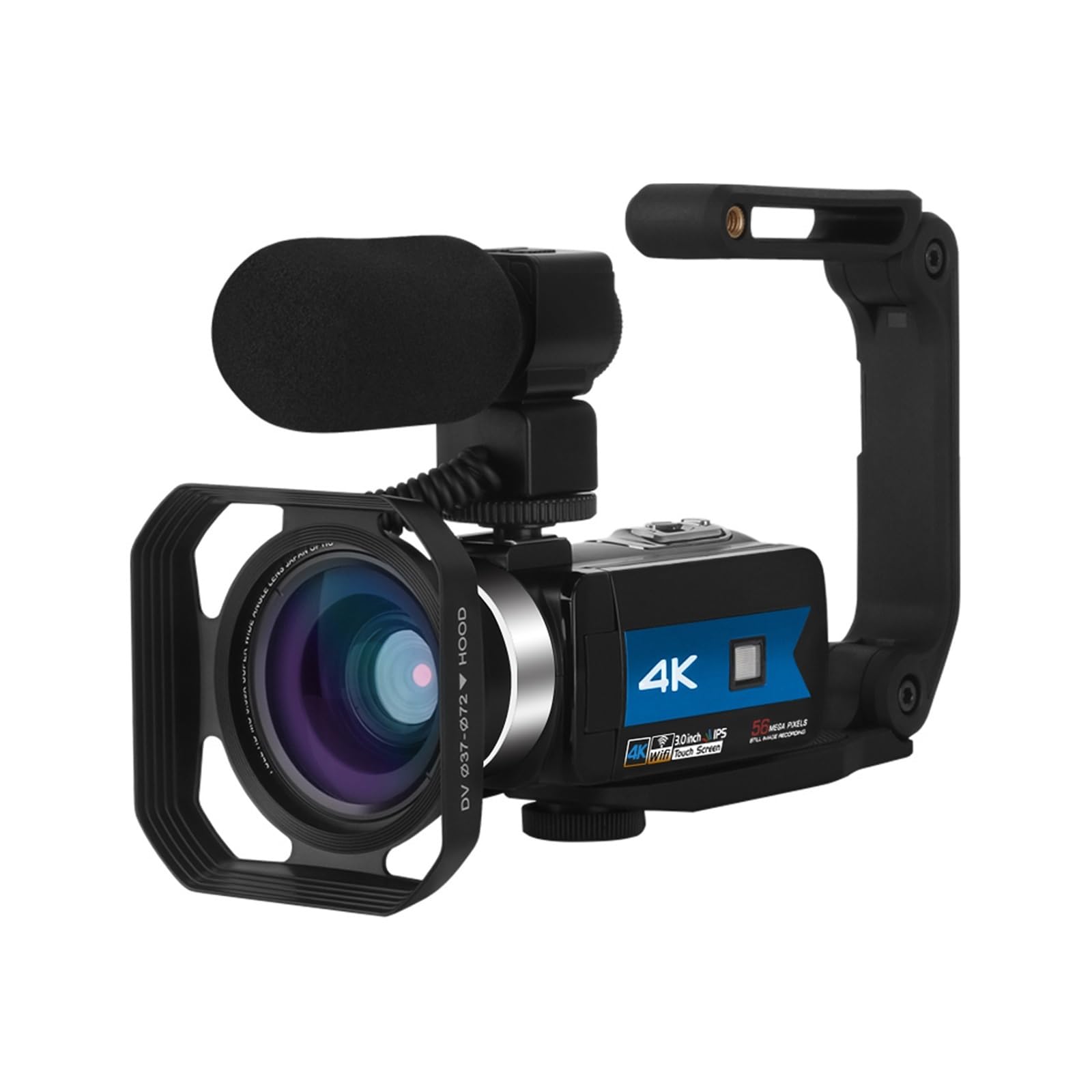 4K UHD 56MP WiFi Digital Camcorder with IR Night Vision - MZZYG Streaming Video Camera for Vlogging, YouTube & Outdoor Recording (Includes 64GB SD Card, Blue) - Perfect for Travel Vlogs, Live Streaming & Nighttime Shooting