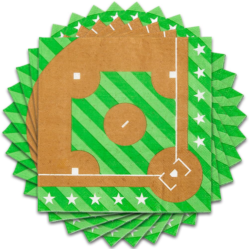 Fun Express Baseball Themed Lunch Napkins - 16 Pack for Sports Parties, Picnics & Game Day Celebrations