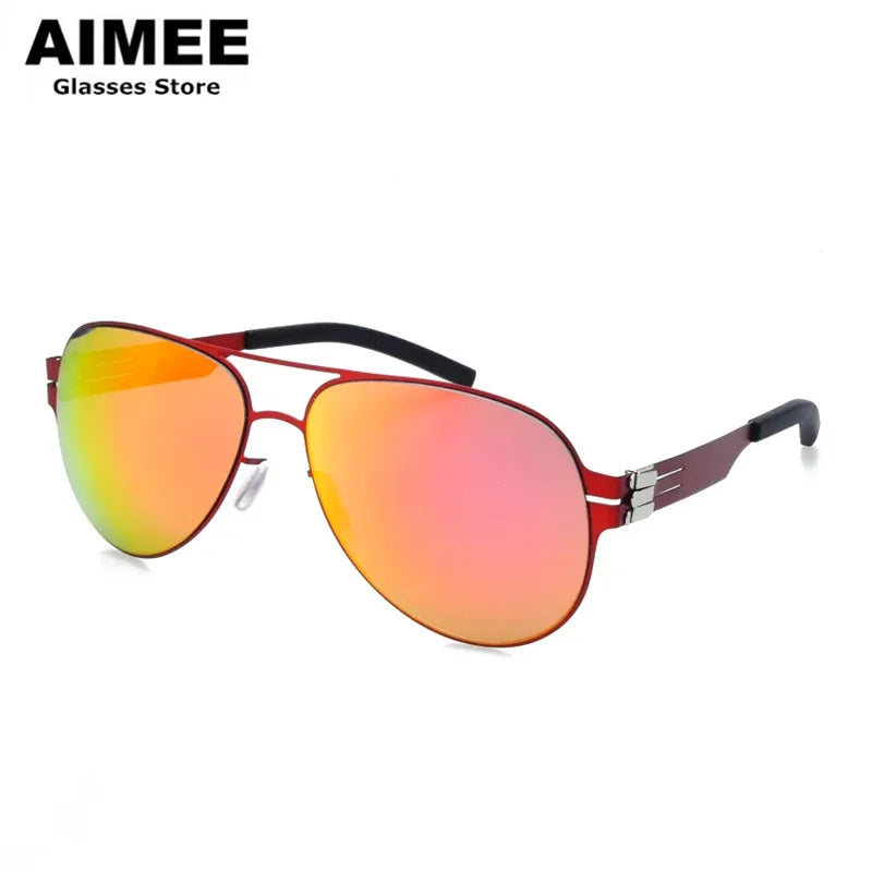 **Aimee Men's Polarized Sunglasses - Full Rim Oval Double Bridge Stainless Steel Frame - UV Protection for Driving, Fishing & Outdoor Activities (Model 6114)**