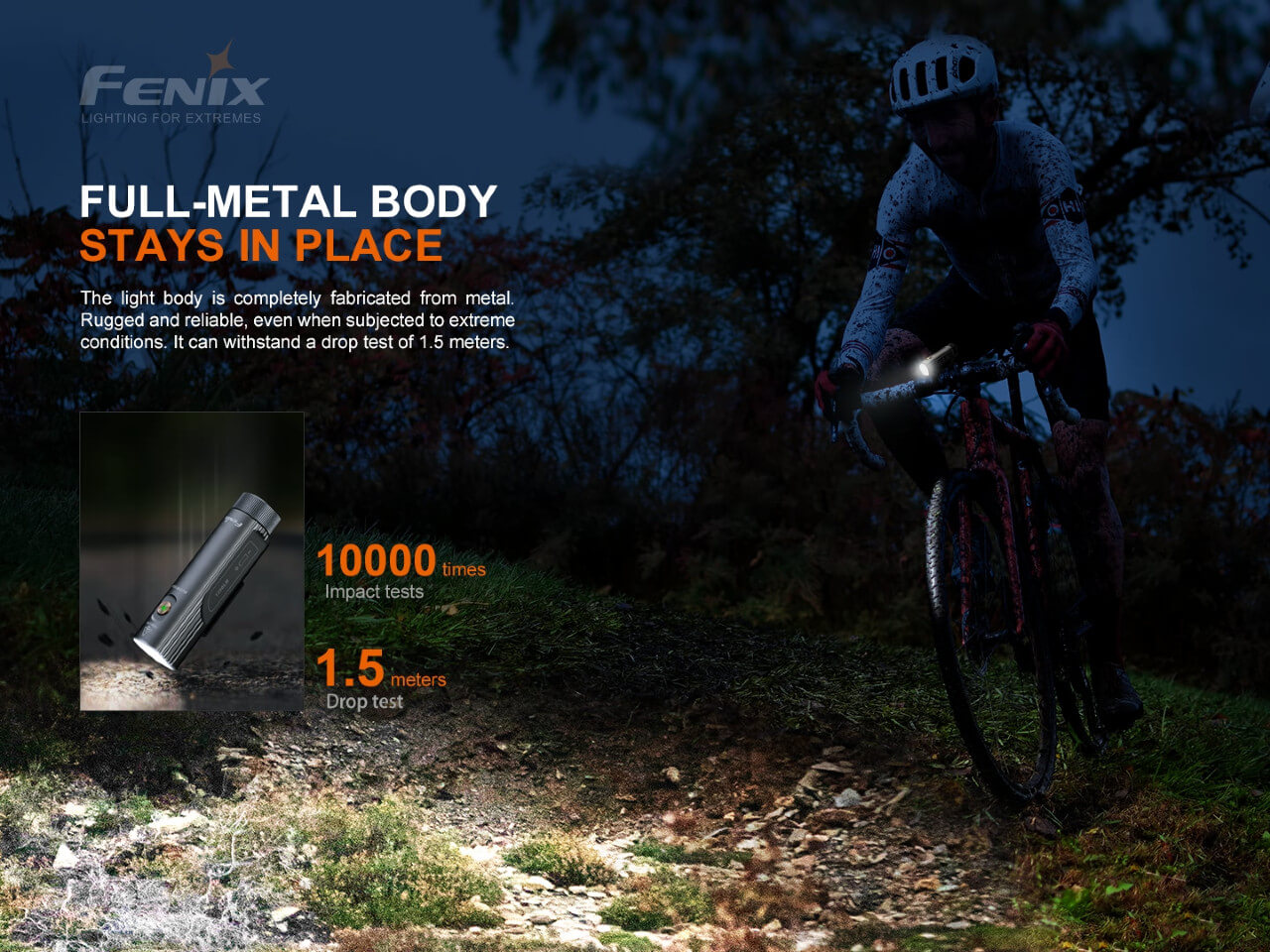 Fenix BC21R V3.0 Rechargeable LED Bike Light - 1200 Lumens, Waterproof Cycling Headlight for Night Riding, Commuting & Mountain Biking