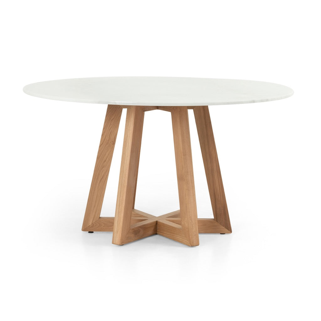 Premium Creston Dining Table with White Marble Top - Modern Kitchen & Dining Room Furniture for Family Gatherings & Dinner Parties