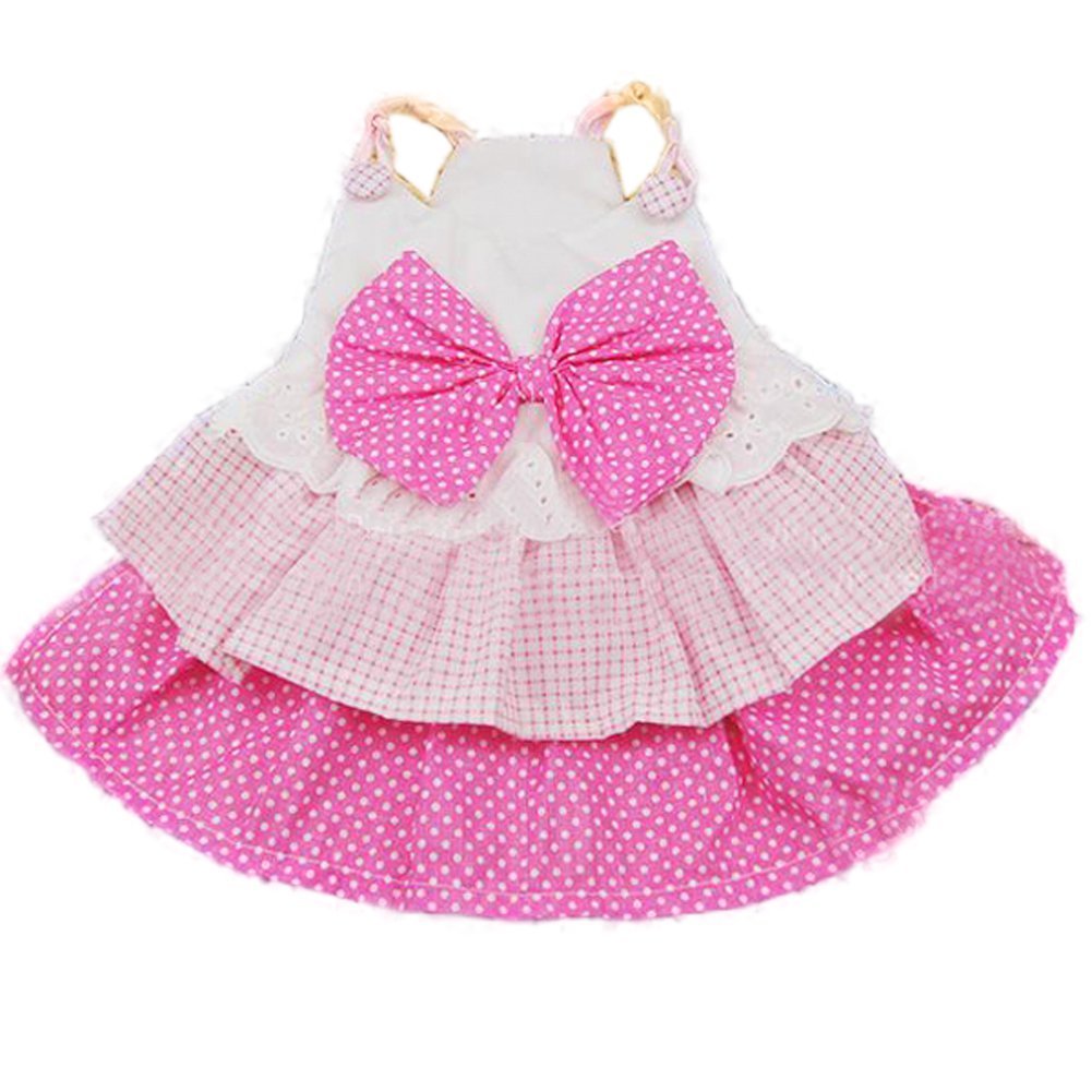 FuzzyGreen Adorable Big Bow Embellished Dog Dress for Puppies - Pink Layered Formal Pet Costume, Size M - Perfect for Parties, Weddings & Special Occasions