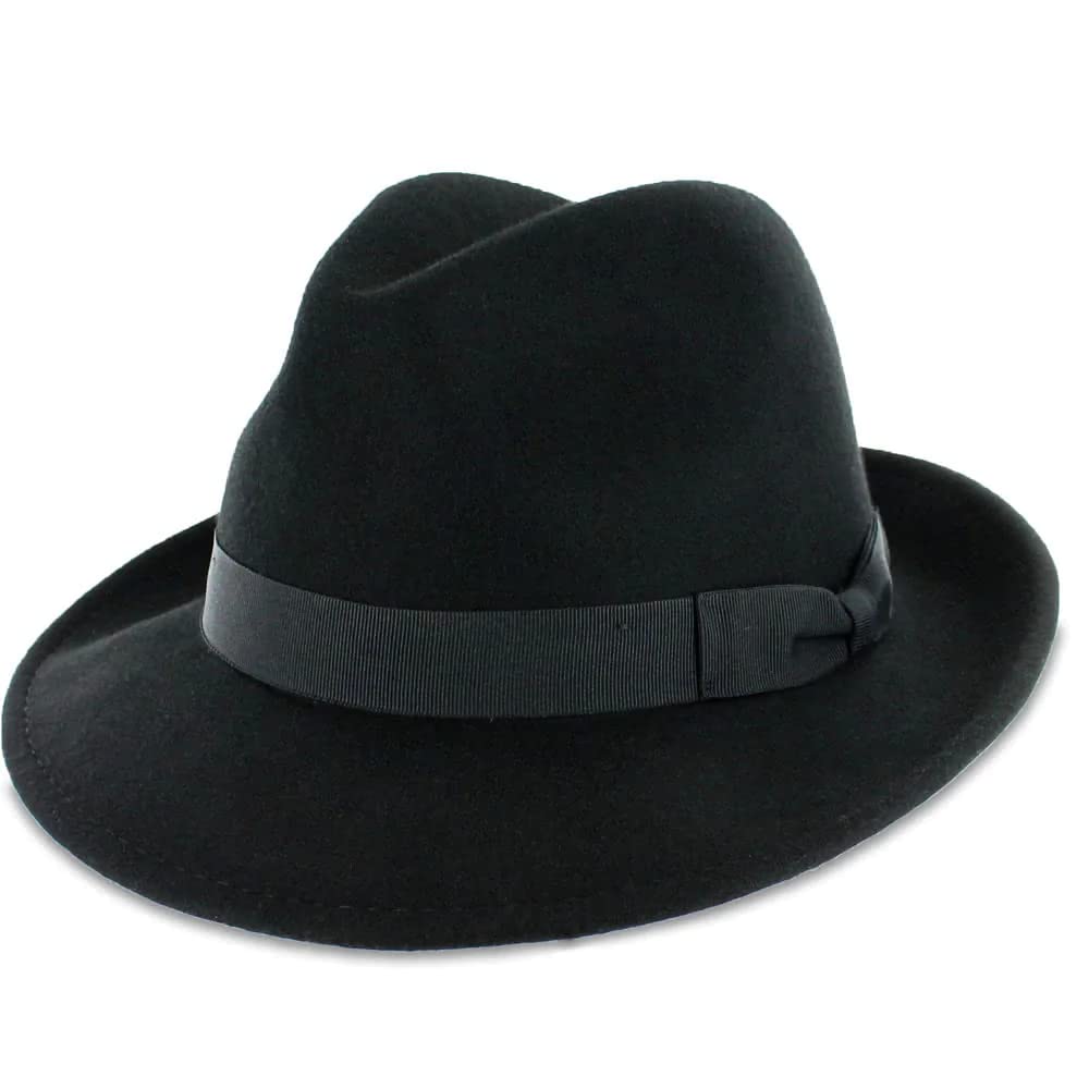 Vintage Wool Fedora Hat for Men - Black, Blue, Grey, Brown | Casual & Formal Wear