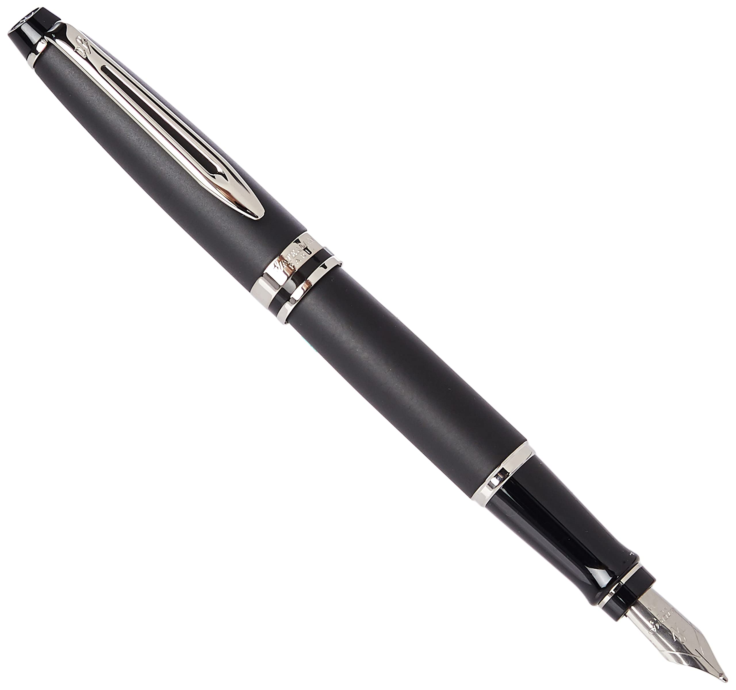 Waterman Expert Fountain Pen - Matte Black with Chrome Trim, Medium Nib & Blue Ink Cartridge - Premium Writing Instrument for Business Professionals, Calligraphy & Gift Giving